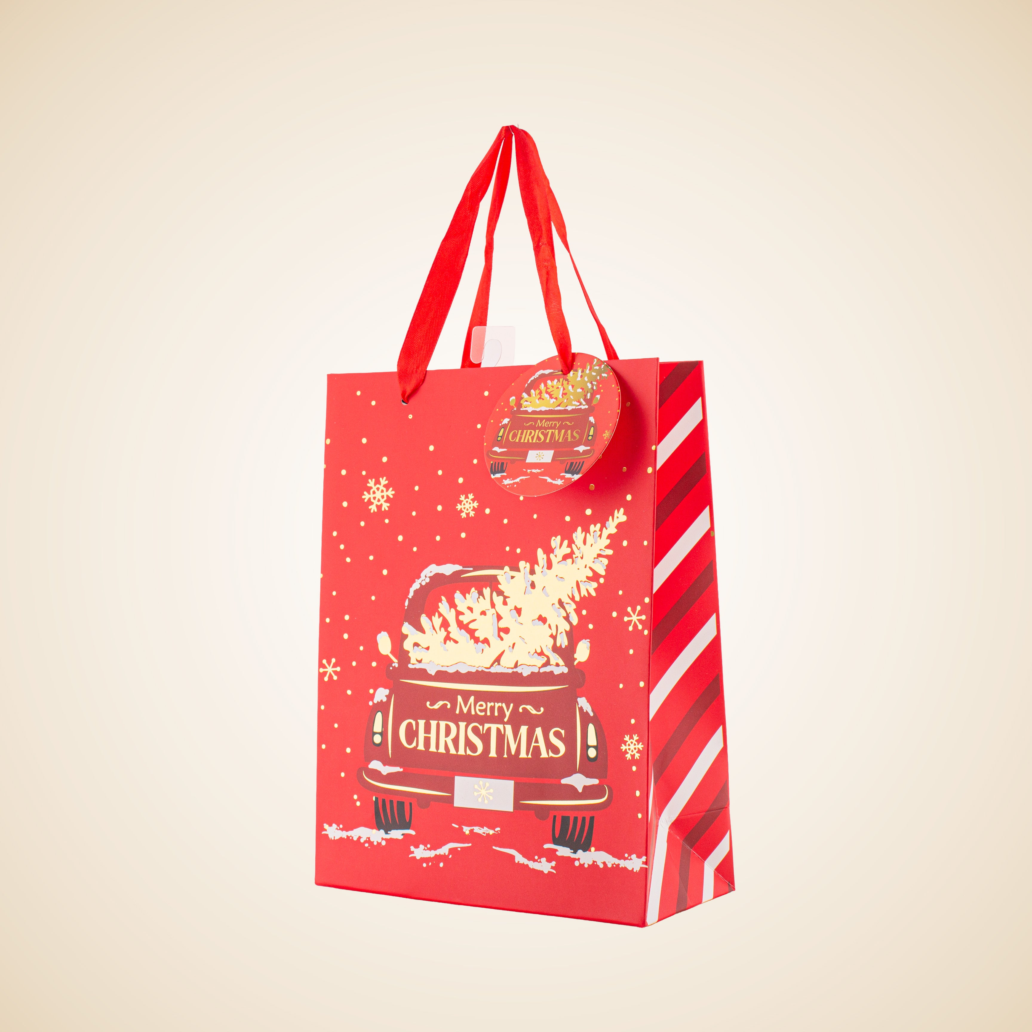 Christmas Gift Bag With Gold Foil Detailing Tree Tow 26 X 10 X 32cm 1pc