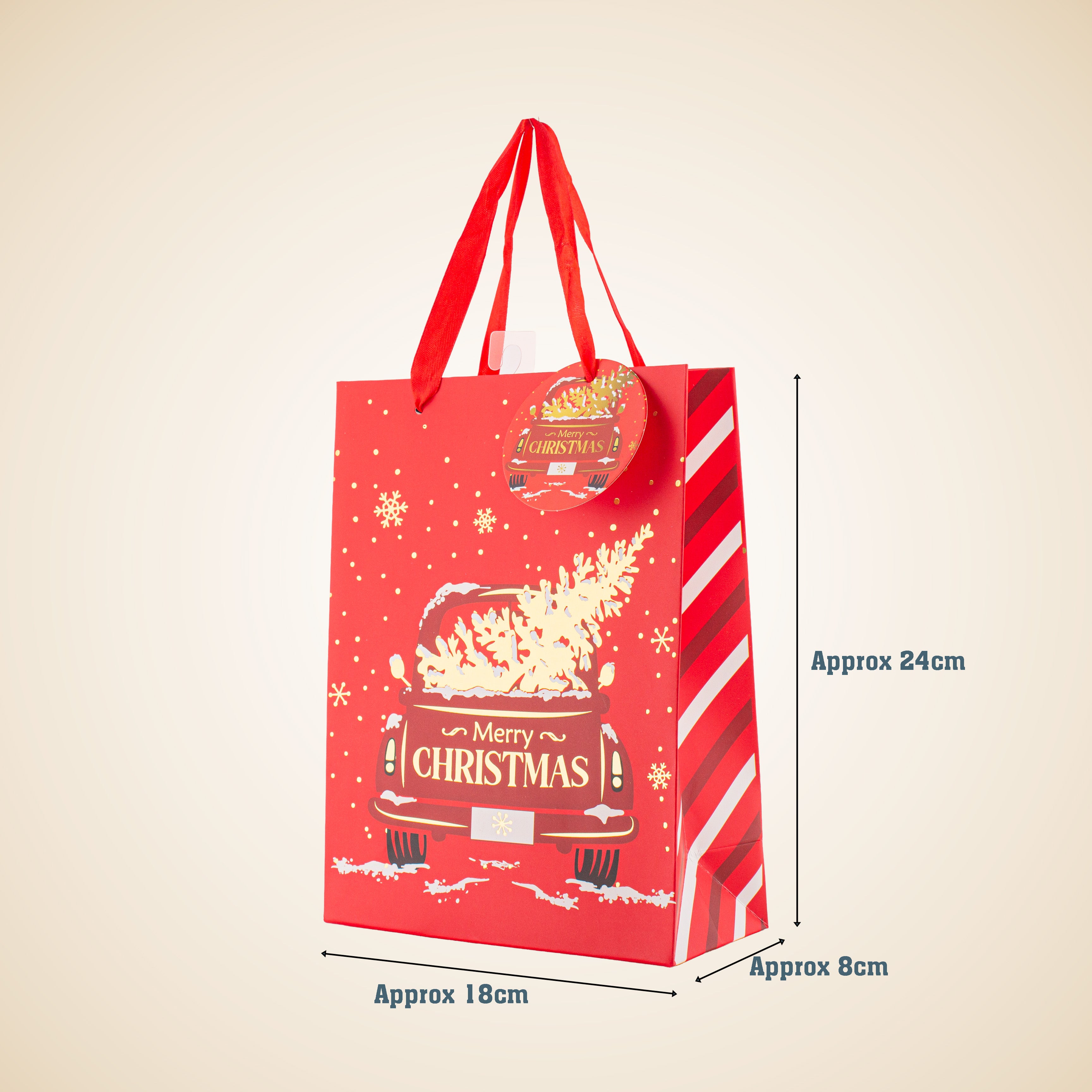 Christmas Gift Bag With Gold Foil Detailing Tree Tow 26 X 10 X 32cm 1pc