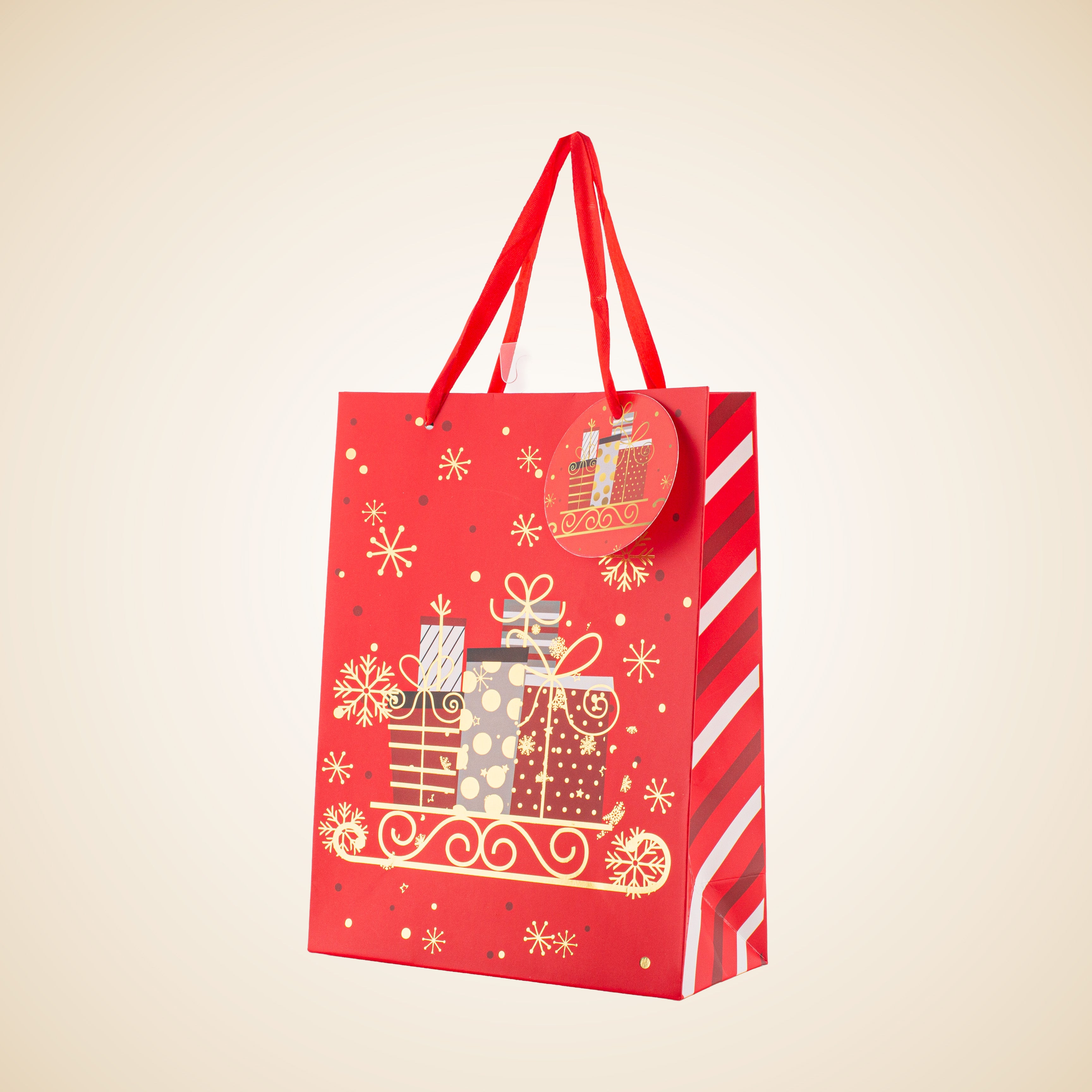 Christmas Gift Bag With Gold Foil Detailing Festive Gifts 26 X 10 X 32cm 1pc