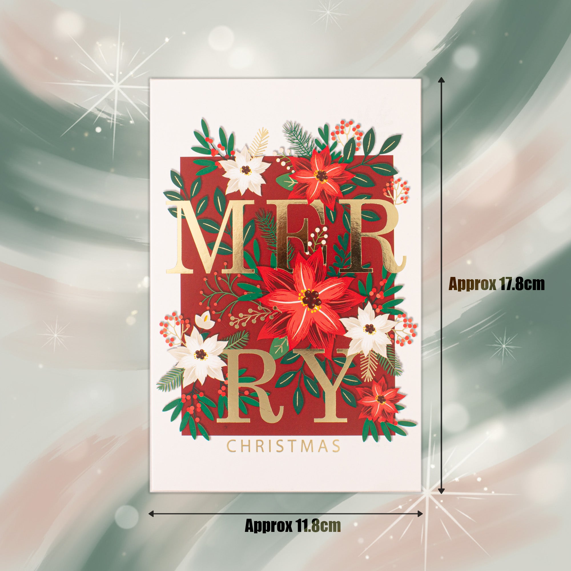Christmas Greeting Card with Foil Detailing & Envelope Warm Wishes 11.8 X 17.8cm 1pc