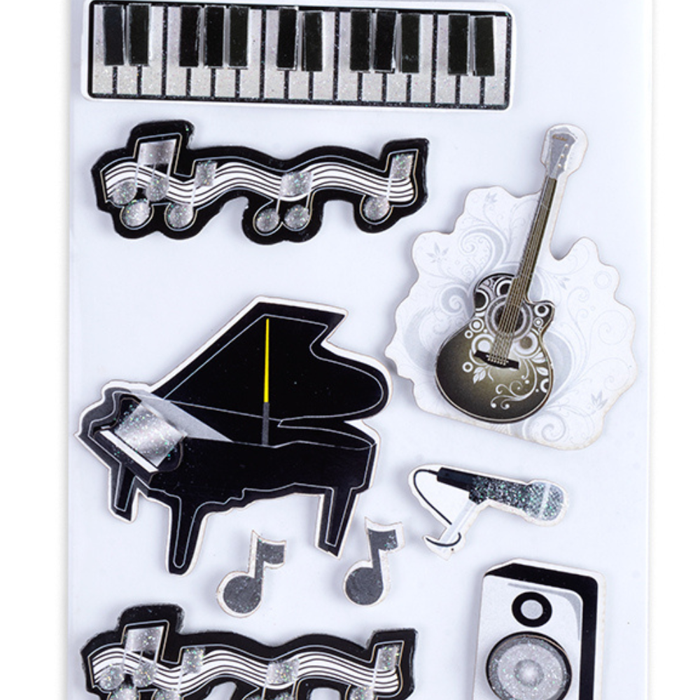 Self Adhesive Musical Notes 3D Stickers 9pc