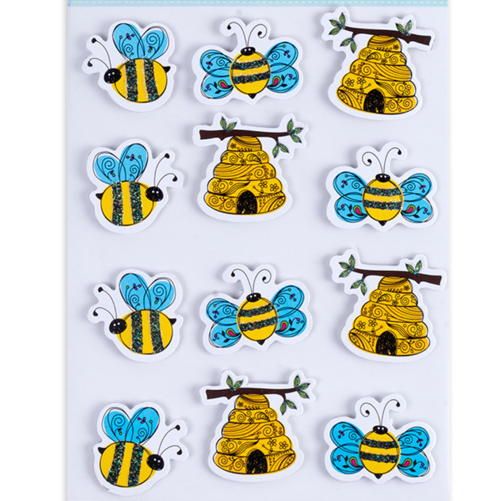 Self Adhesive Sparkle Buzz 3D Stickers 12pc