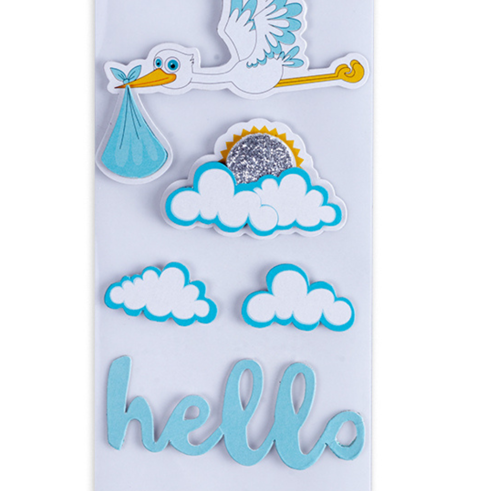 Handmade Stickers Hello Baby Blue 9pc