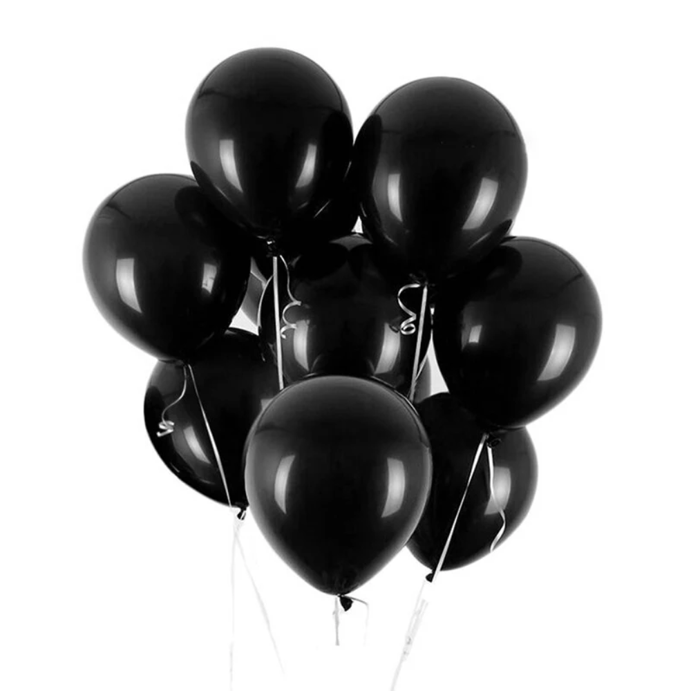 Metallic Balloons - Black (12'' inflated, Pack of 6)