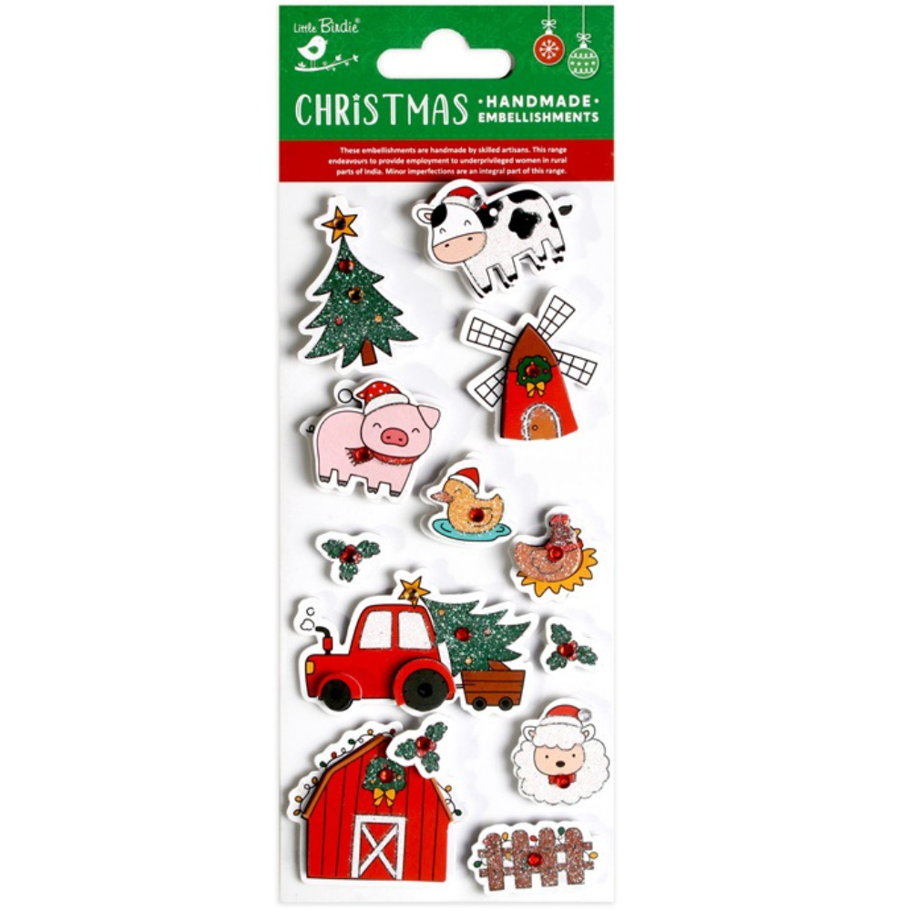 Christmas Handmade Stickers Farm Celebrations 11pc