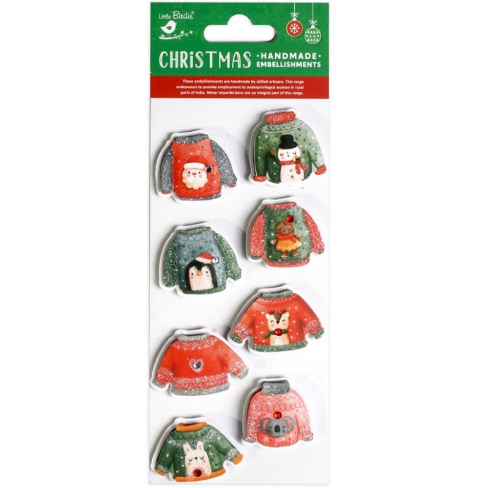 Christmas Handmade Stickers Christmas Sweaters 8pc
