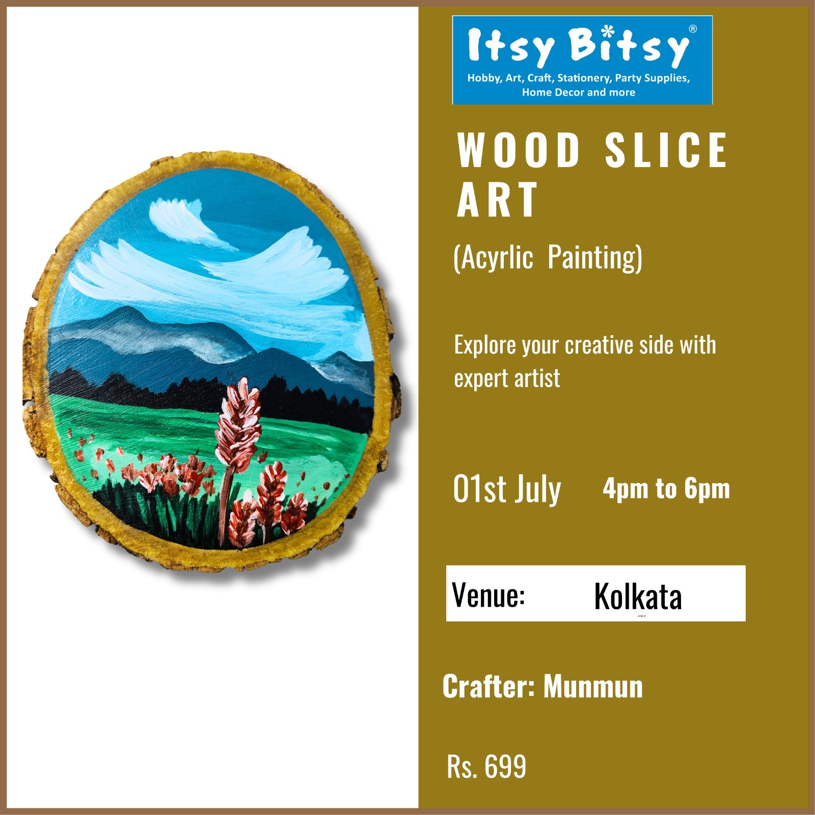 Wood Slice Art Kolkata Itsy Bitsy