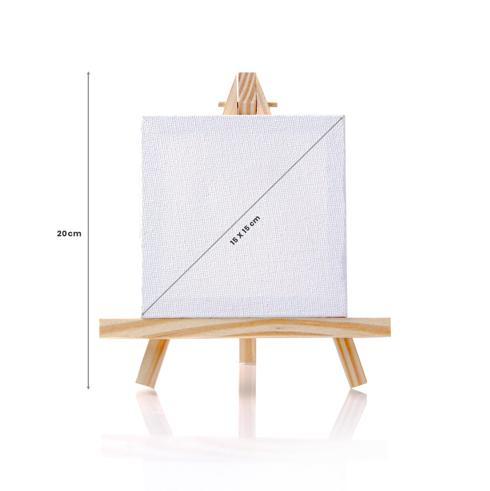 Wooden Mini Easel With Canvas Easel Size 20cm Canvas Size 15 X 15cm Set of 5pc
