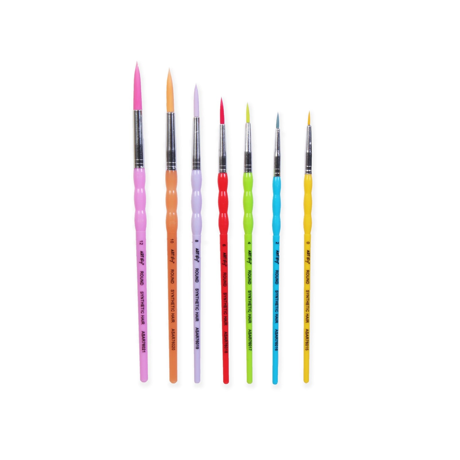 Kids Brush Round Synthetic Hair Size 0 2 4 6 8 10 12 Set of 7pc