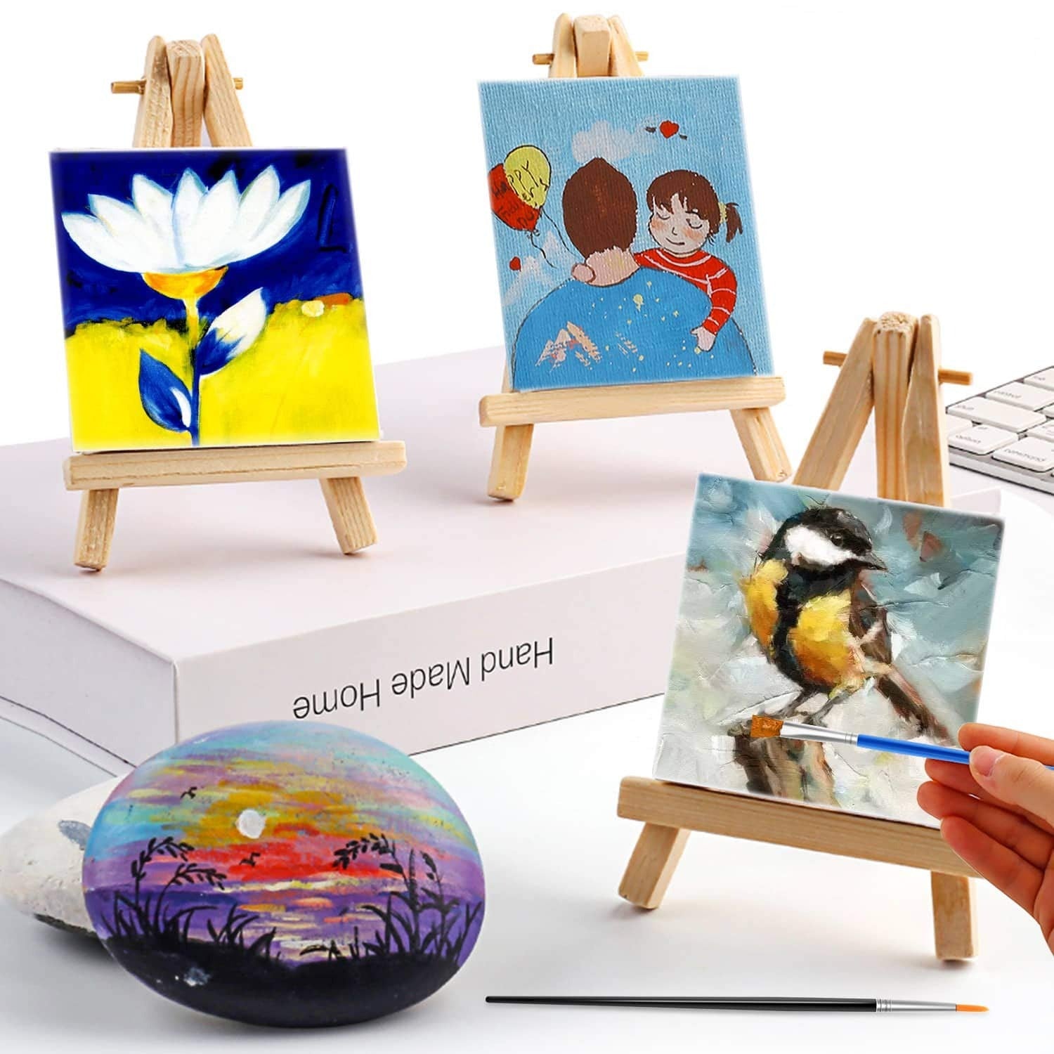 Wooden Mini Easel With Canvas Easel Size 11Cm Canvas Size 10 X 7.5Cm 1Pc