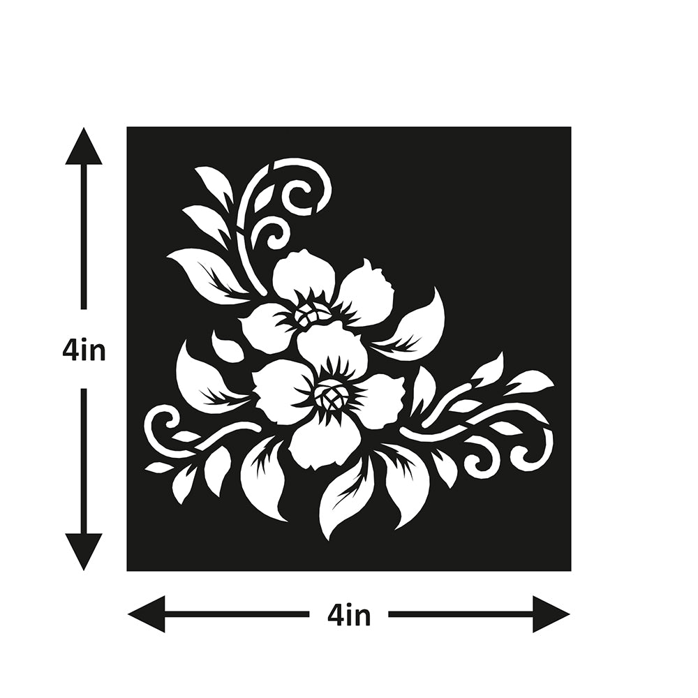 Stencil Artful Flowers 4X4Inch 1Pc Lb