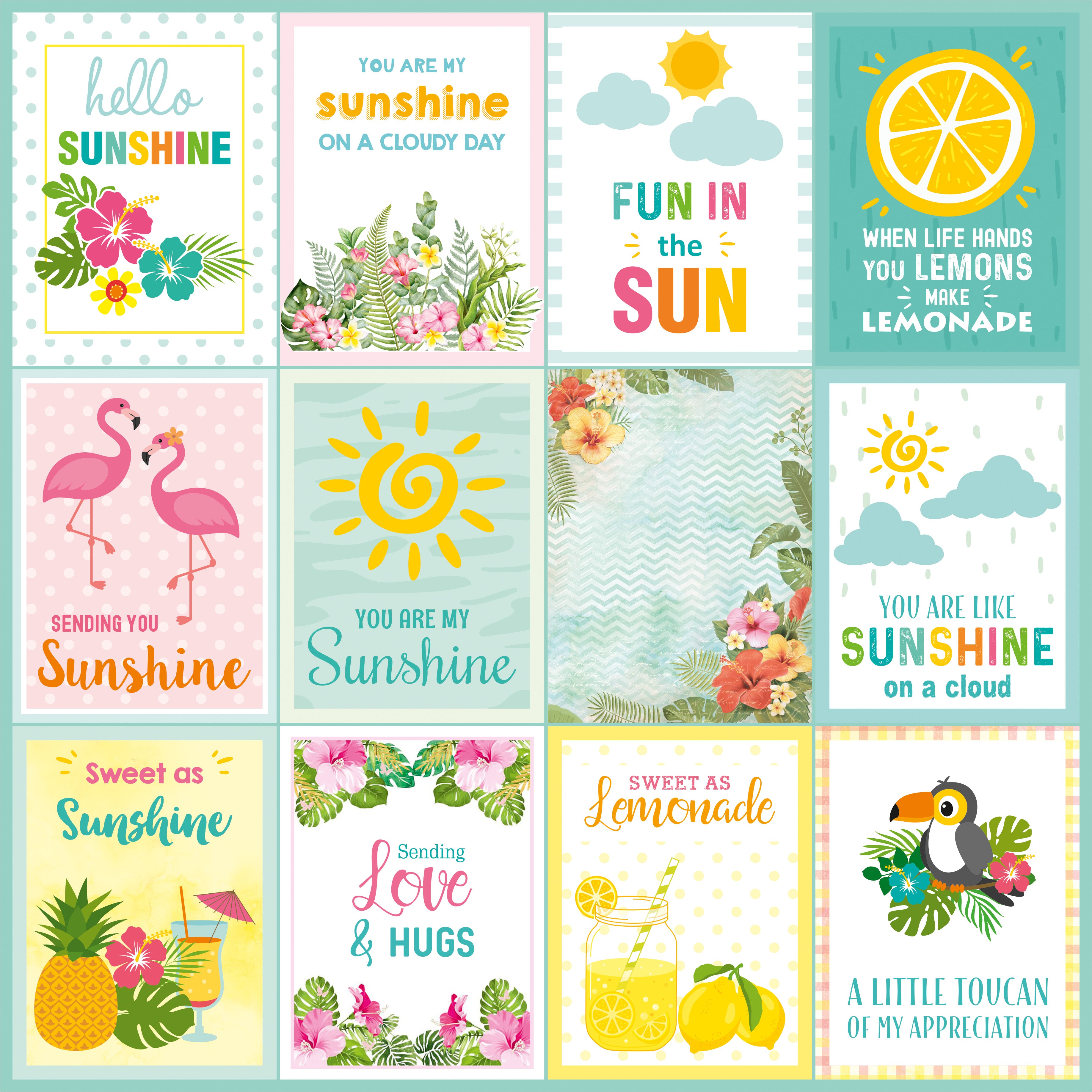 Paper Pack 12In X 12In Sunshine And Lemonade 12Sheets 250Gsm