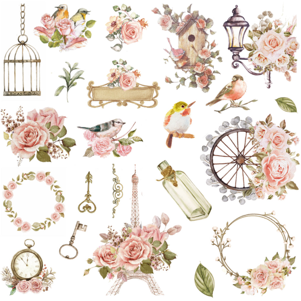 Shabby Chic Bouquet Ephemera Stickers 44pcs