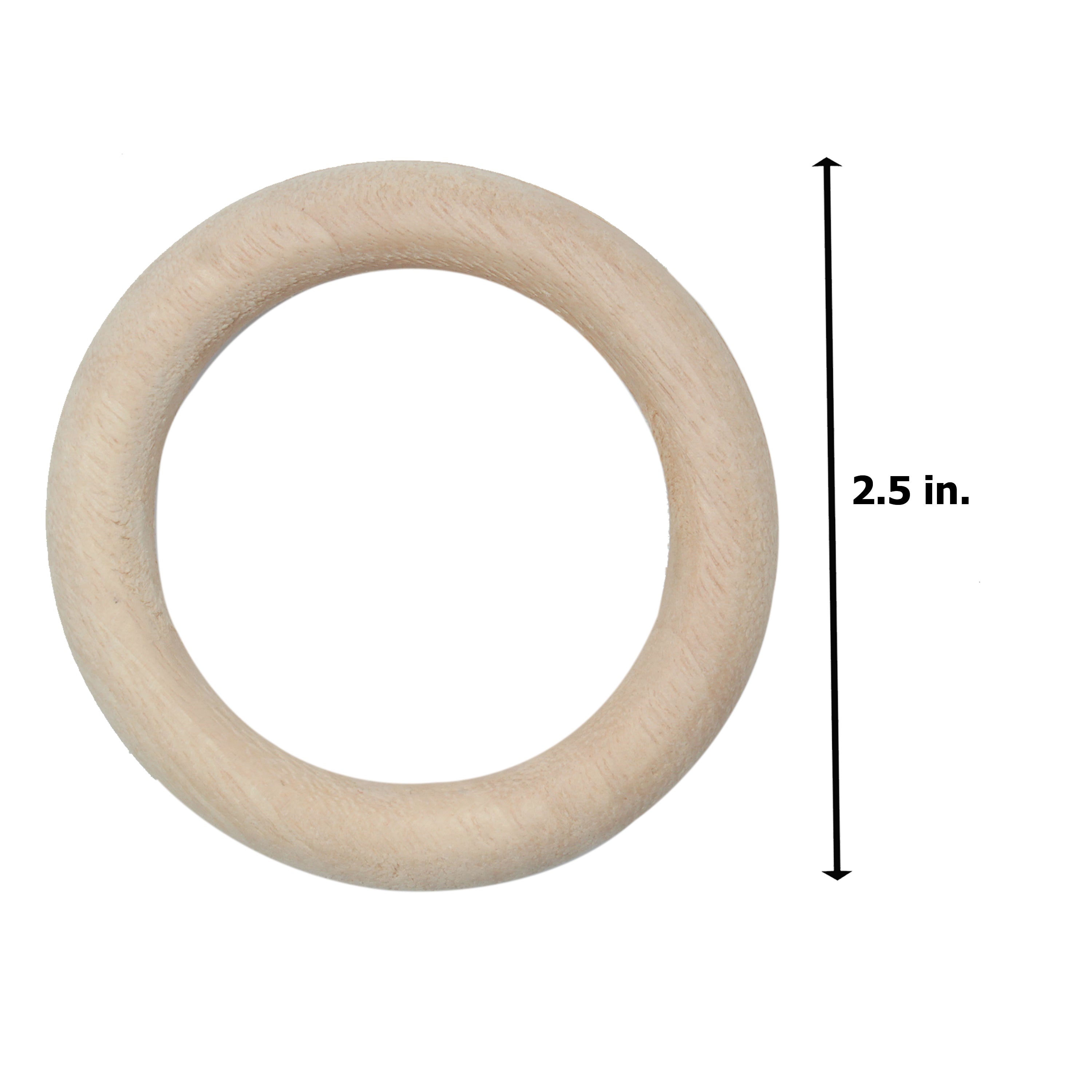 Wooden Rings 2.5Inch Dia Natural 5Pcs