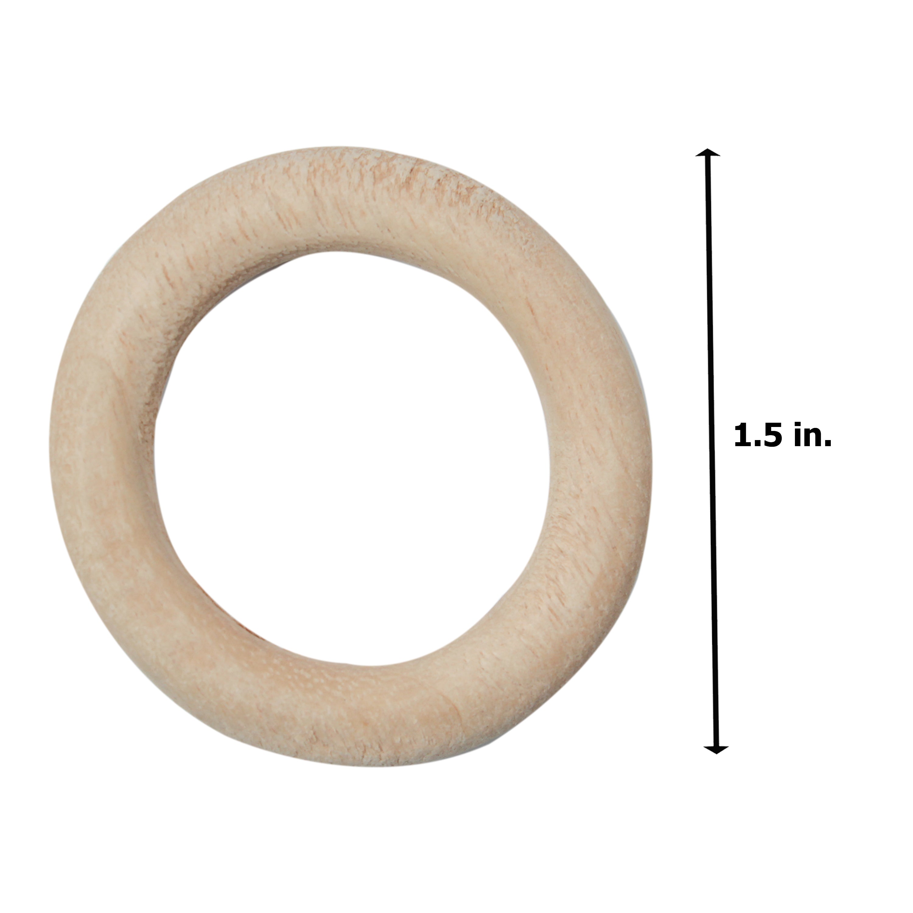 Wooden Rings 1.5Inch Dia Natural 10Pcs