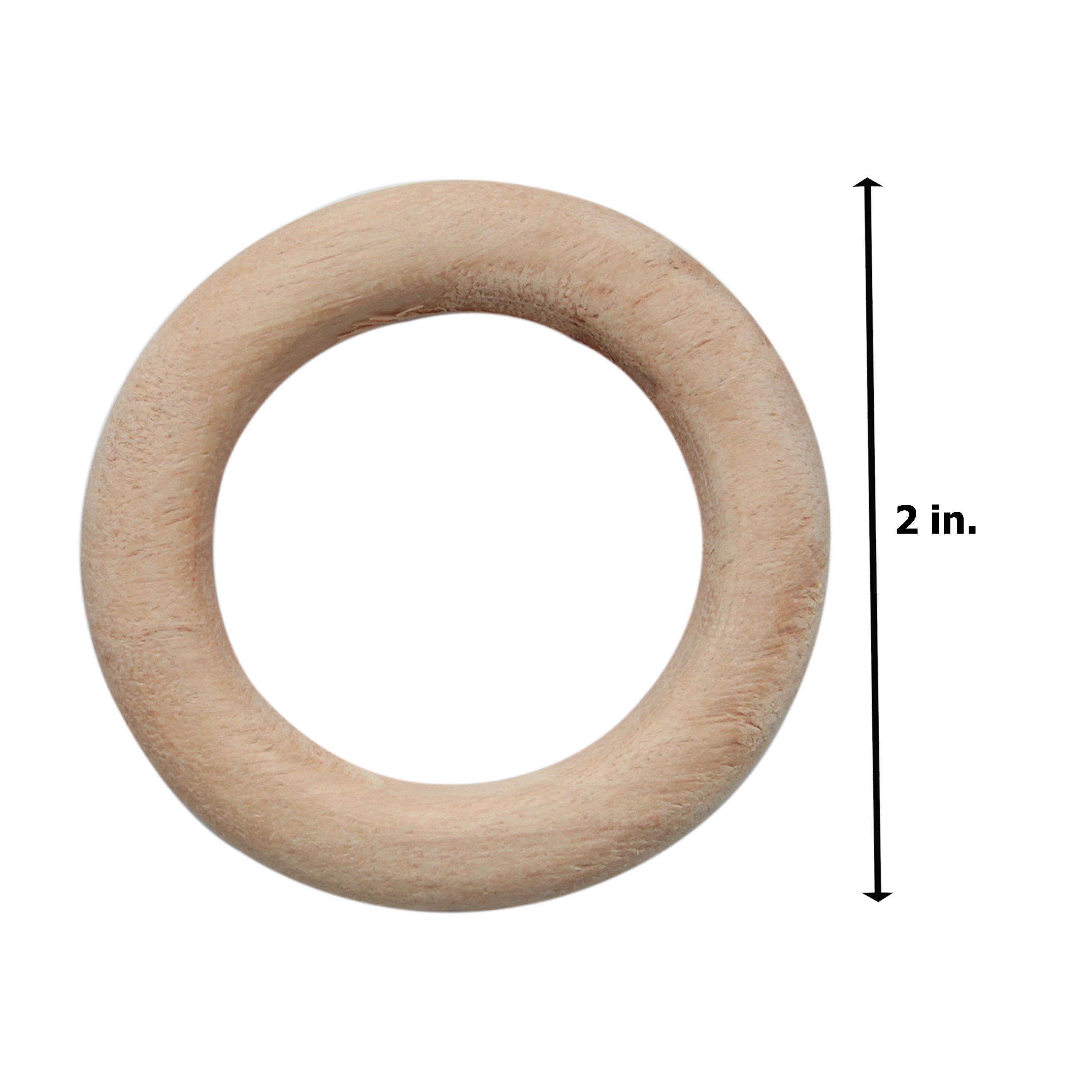 Wooden Rings 2Inch Dia Natural 10Pcs