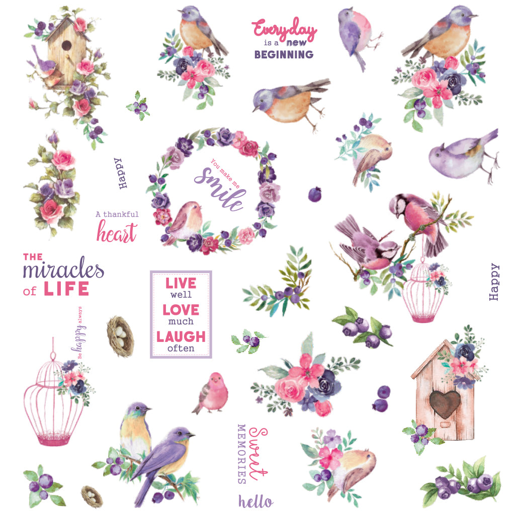Birds And Berries Ephemera Stickers 70pcs