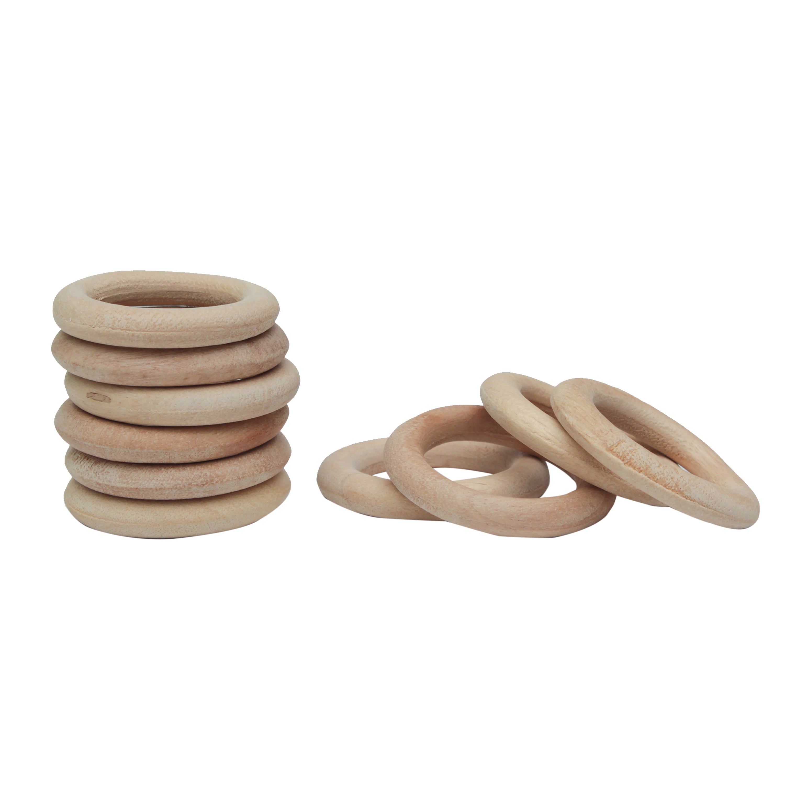 Wooden Rings 1.5Inch Dia Natural 10Pcs