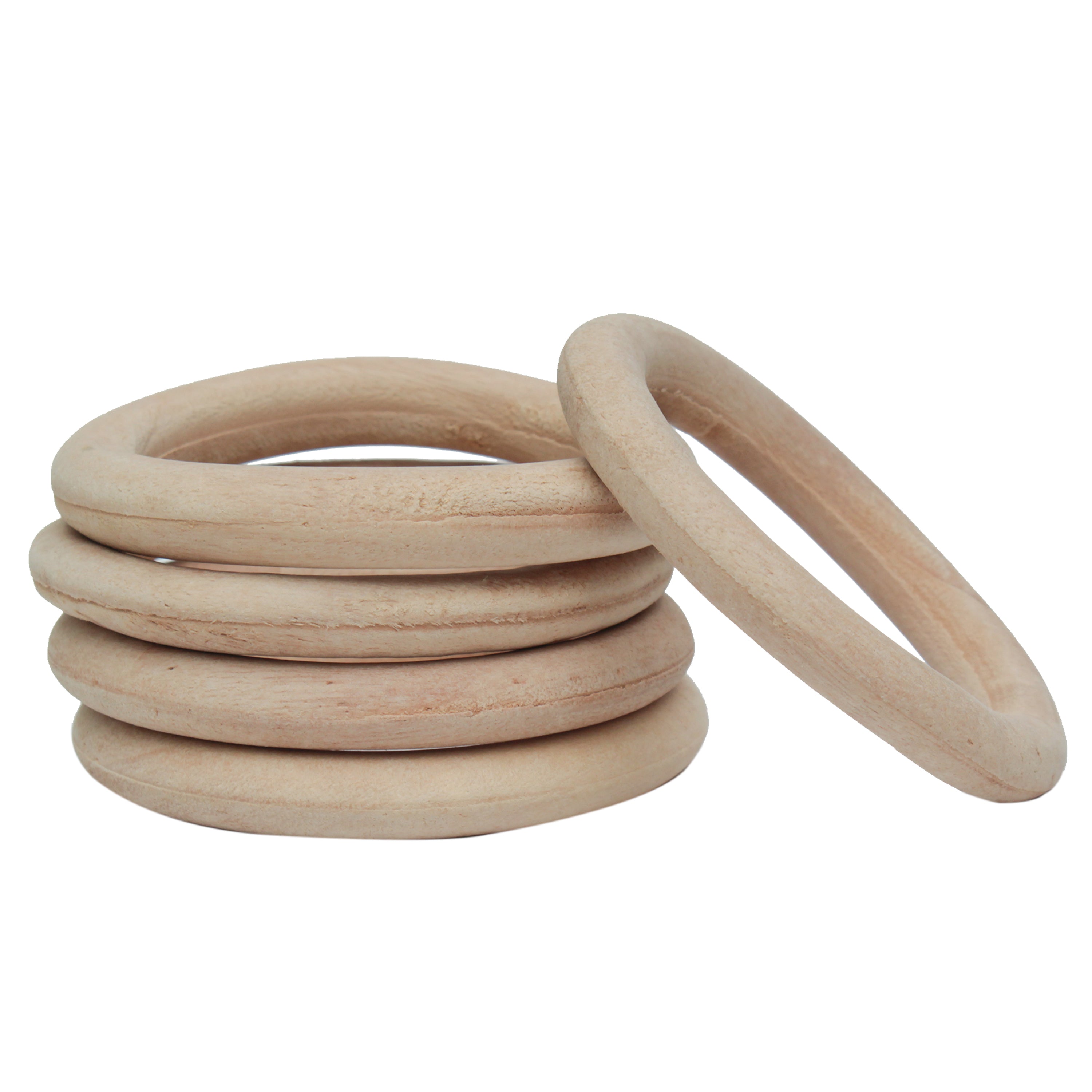 Wooden Rings 3.5Inch Dia Natural 5Pcs