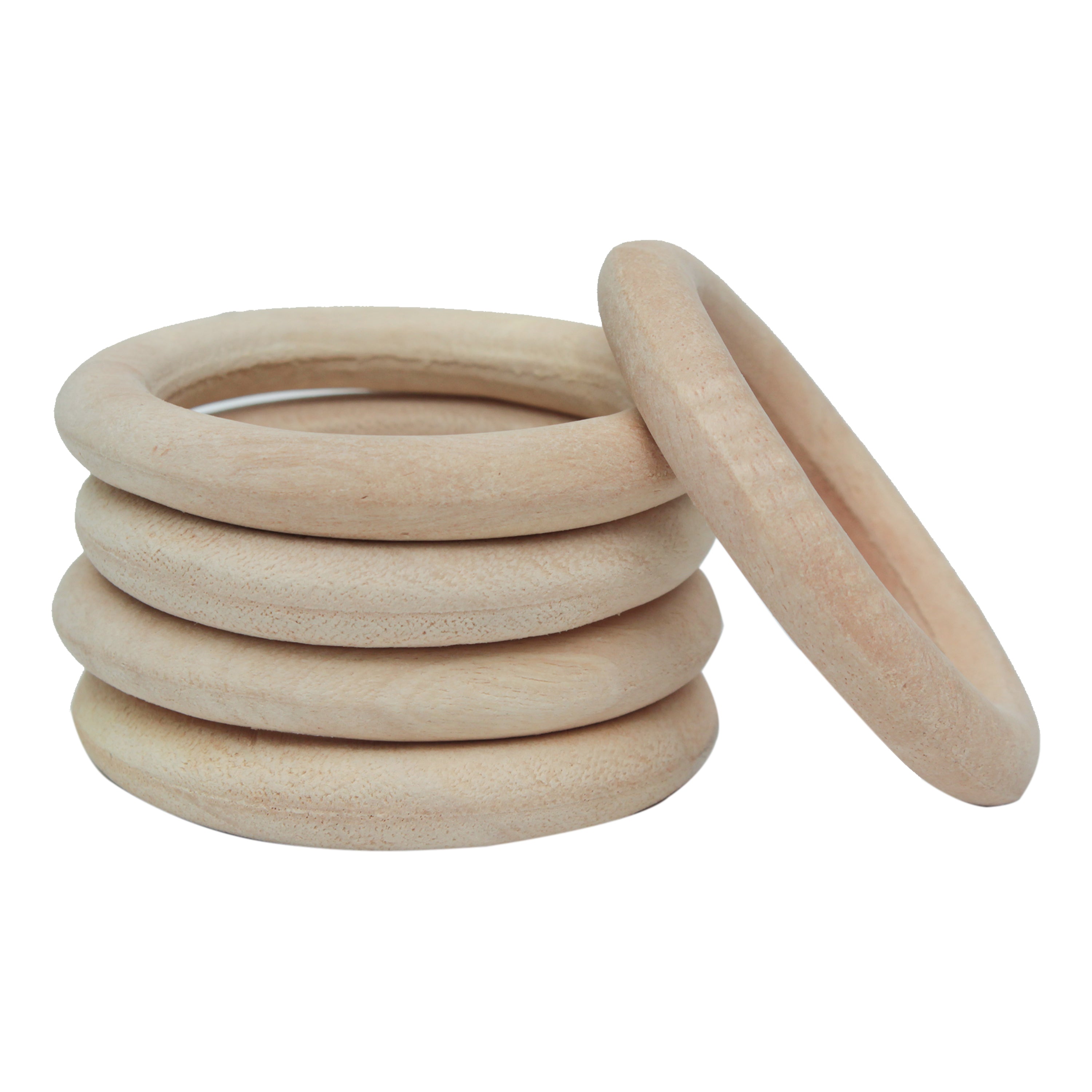 Wooden Rings 2.5Inch Dia Natural 5Pcs