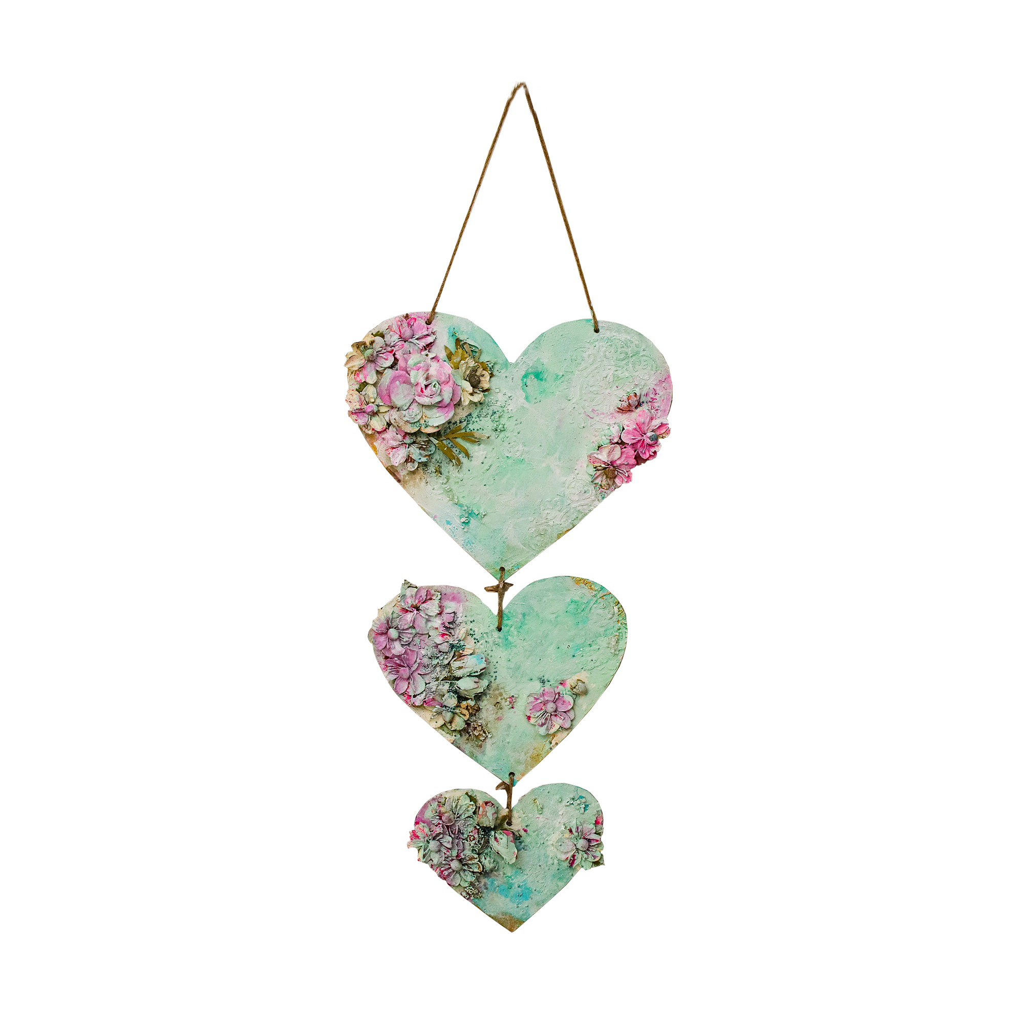 MDF Hanging Heart With Jute Twine 10 X 8Inch 8 X 6.5Inch 6 X 5Inch 5.5Mm Thick 3Pc Pb Lb