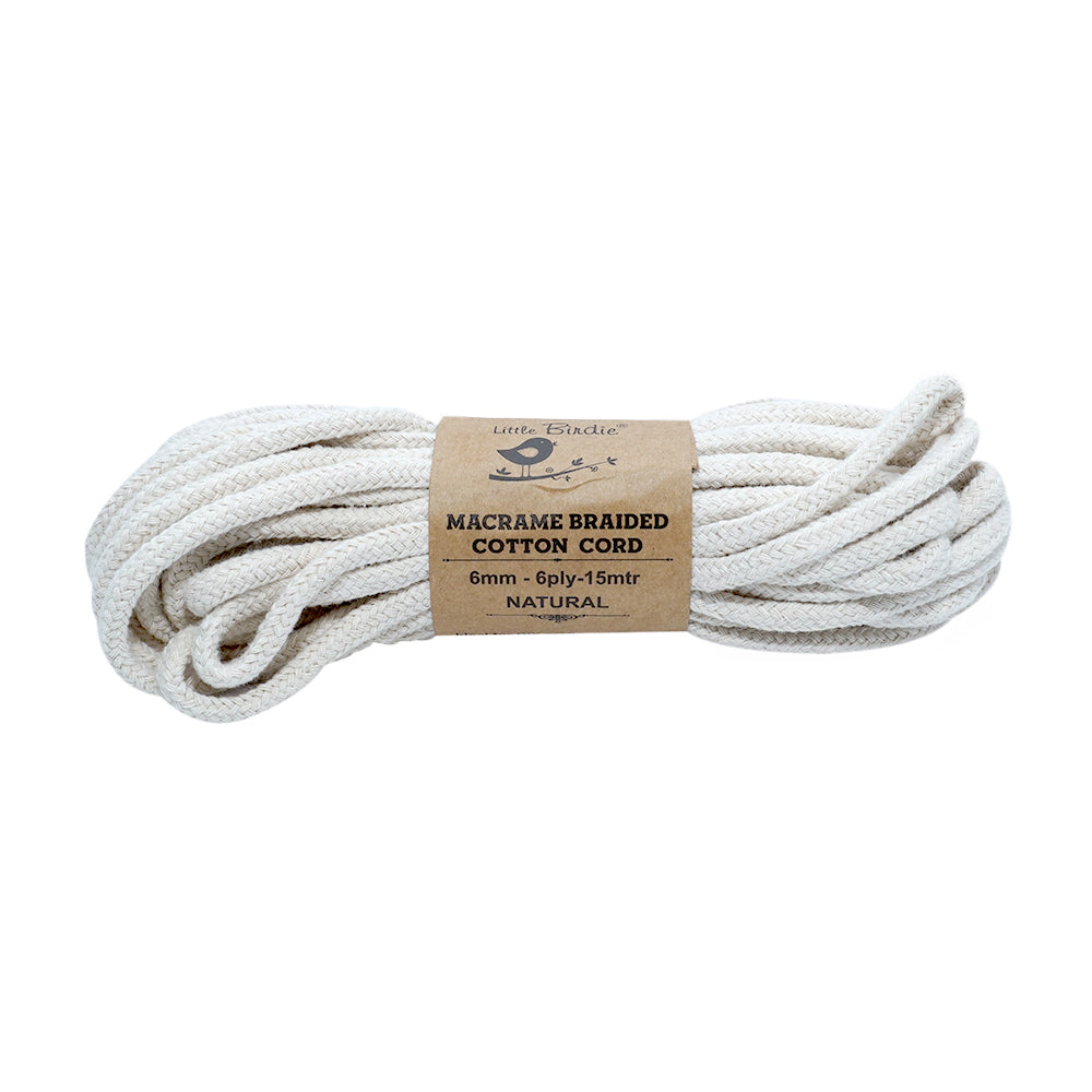 6mm 6 Ply Braided Cotton Cord Natural 15Mtr – Itsy Bitsy
