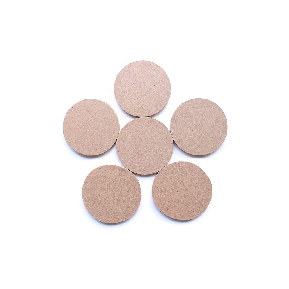 Mdf Shapes Round 6.2Cm 5.5Mm Thick 6Pc Lb
