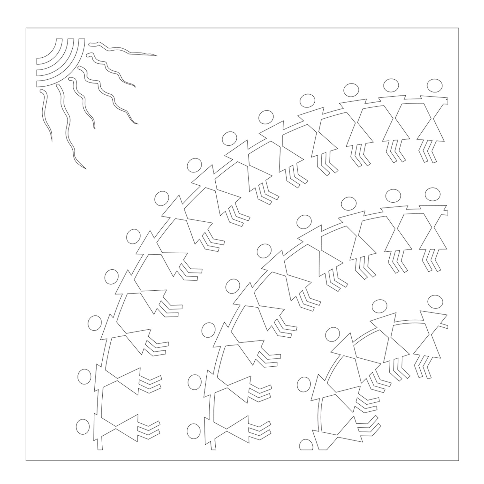 Stencil Warli Dancers 4 X 4Inch 1Pc Pbci Lb