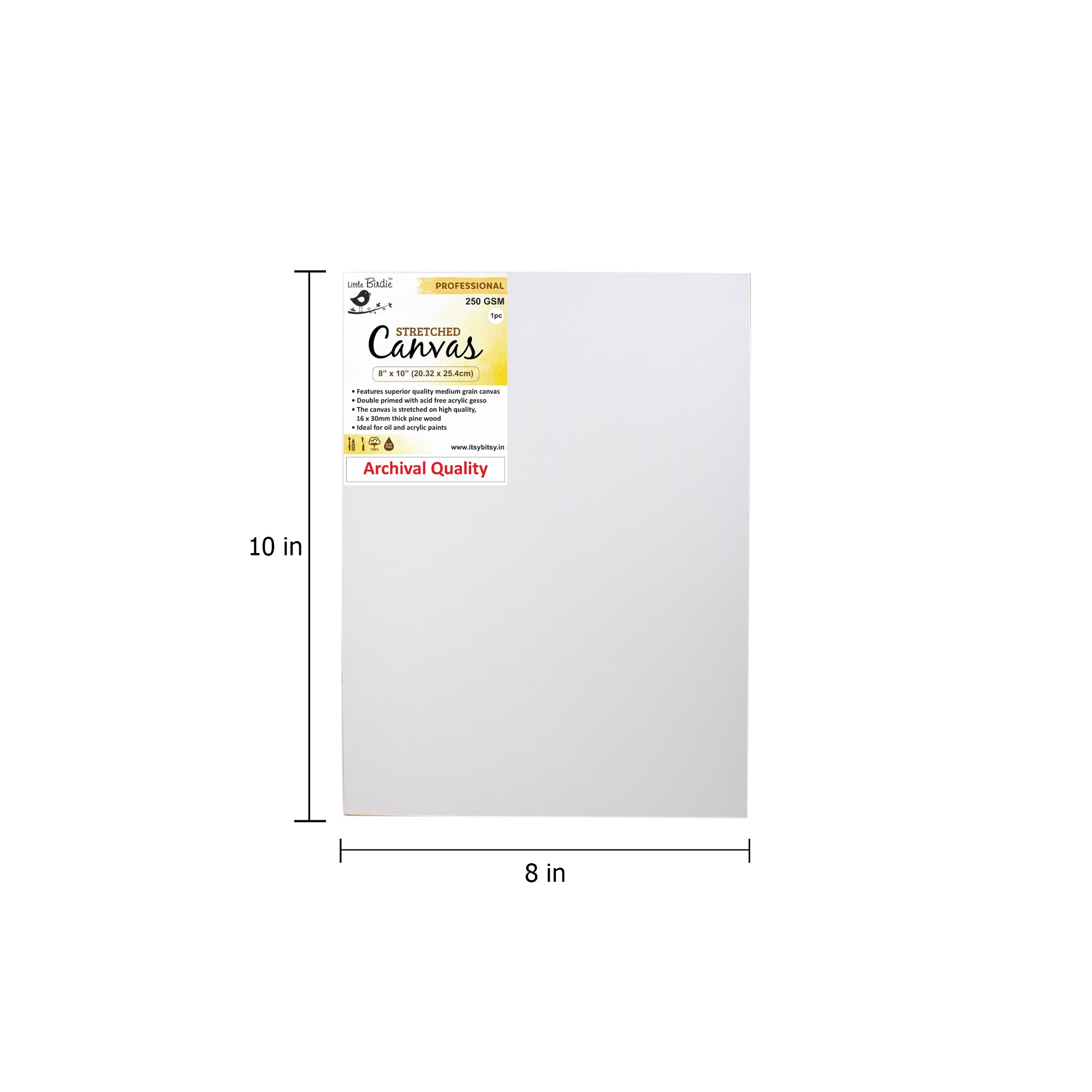 Stretched Canvas Frame 16X30Mm 250Gsm 8 X 10Inch 1Pc Lb