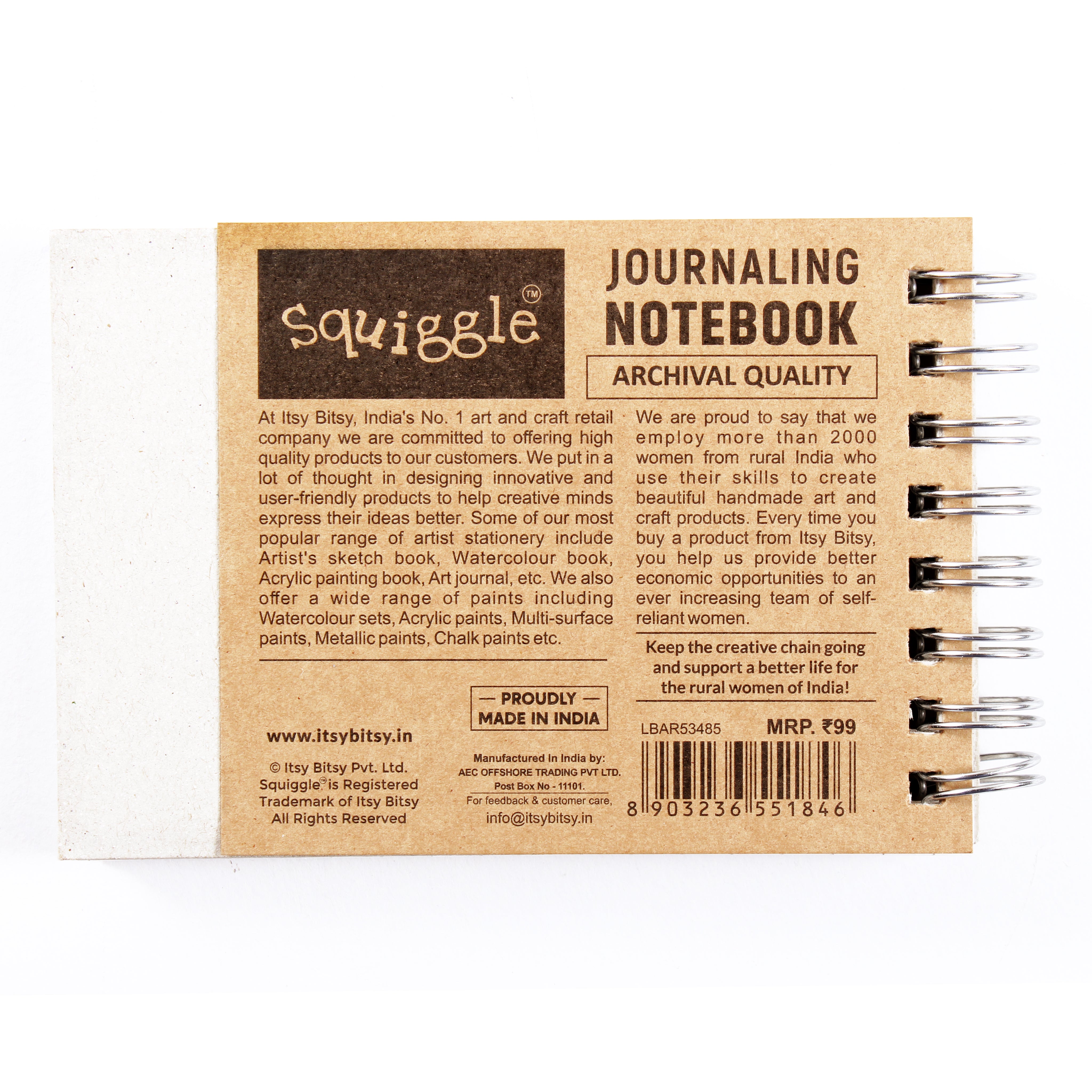 Journaling Notebook Premium Quality A7 Ruled 90Gsm Wiro Squiggle 100Pages Lb