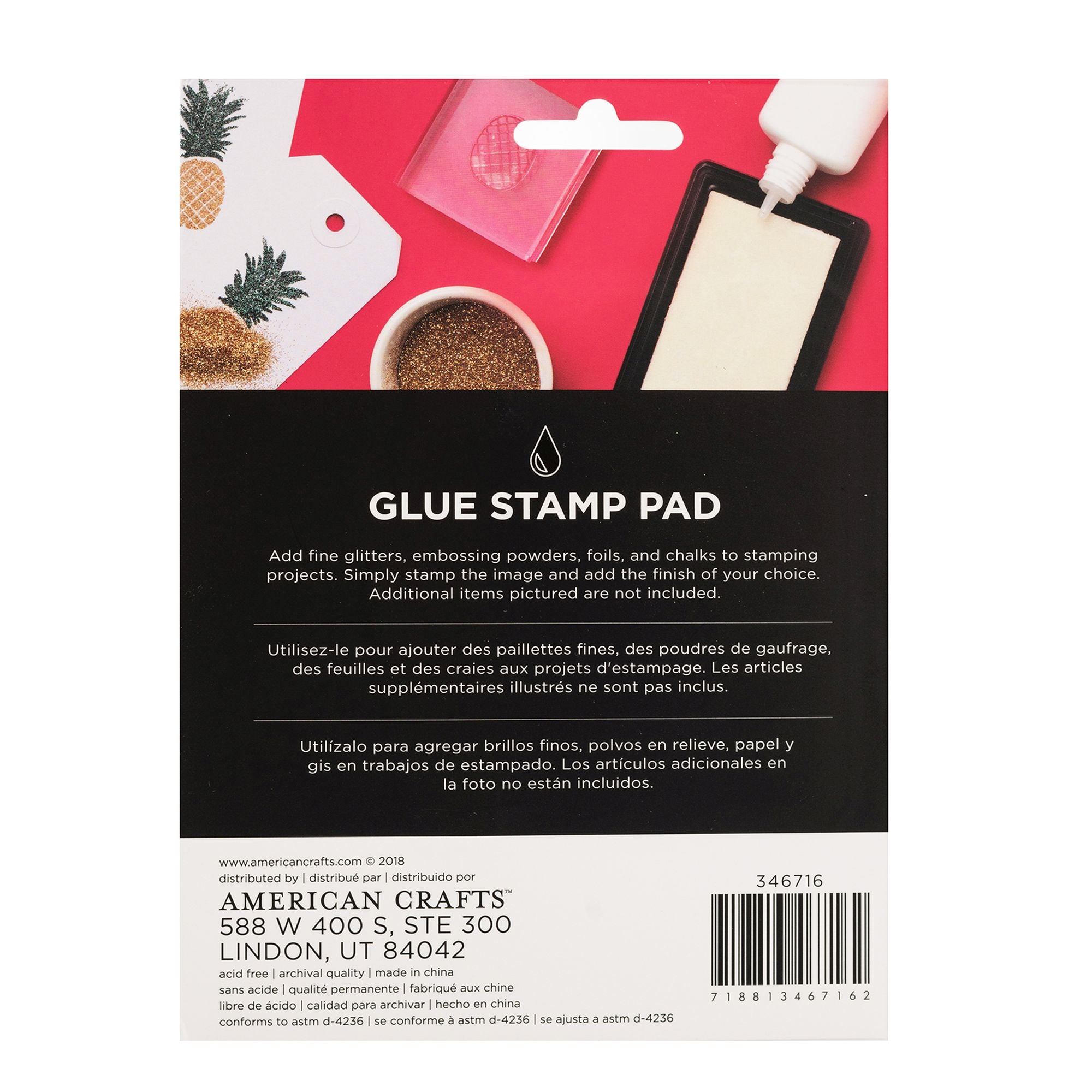 American Craft Moxy Glitter And Embossing Glue Stamp Pad 1Set