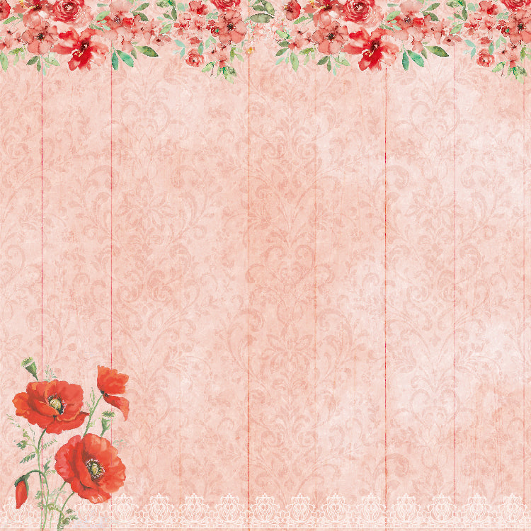 Paper Pack 6In X 6In 12Des X 2 Poppies & Roses 24 Sheets 250Gsm Lb