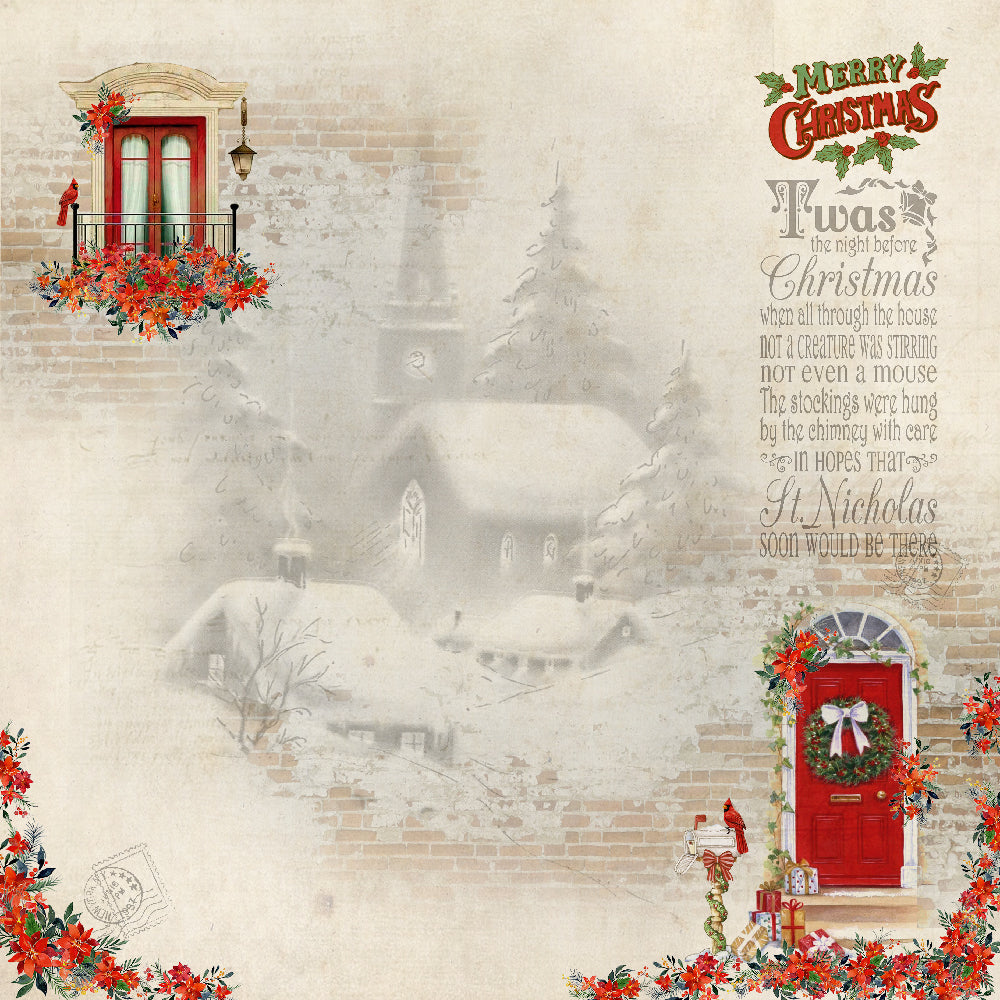 Little Birdie 12 x12 inch Printed Cardstock pack- Merry Christmas, 12 Sheets, 12 Designs, 250 gsm