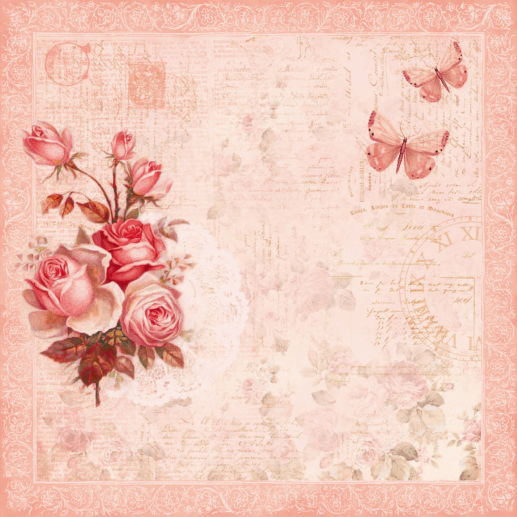 Paper Pack 6In X 6In 12Des X 2 Poppies & Roses 24 Sheets 250Gsm Lb