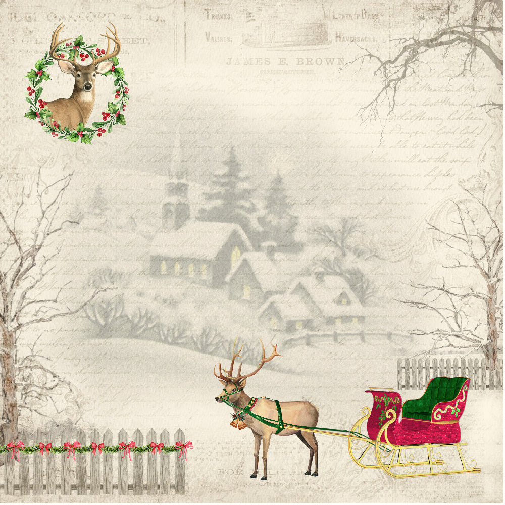 Little Birdie 12 x12 inch Printed Cardstock pack- Merry Christmas, 12 Sheets, 12 Designs, 250 gsm