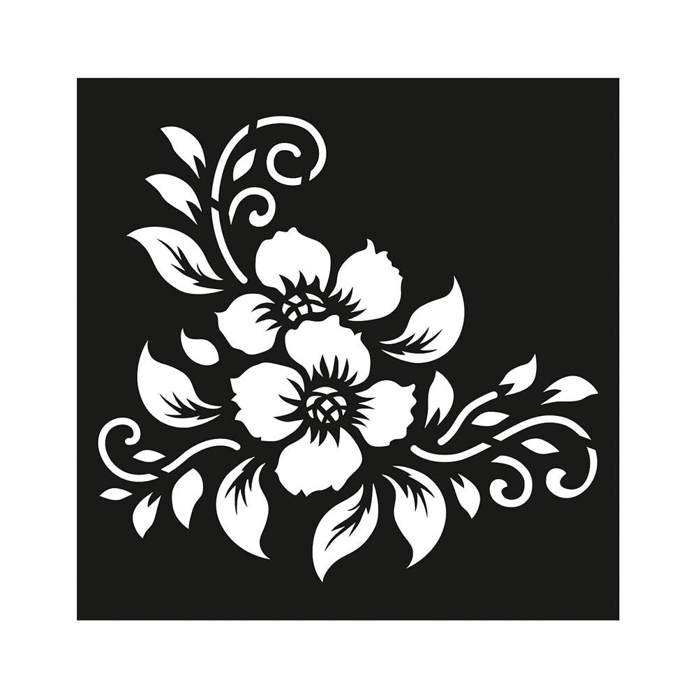 Stencil Artful Flowers 4X4Inch 1Pc Lb