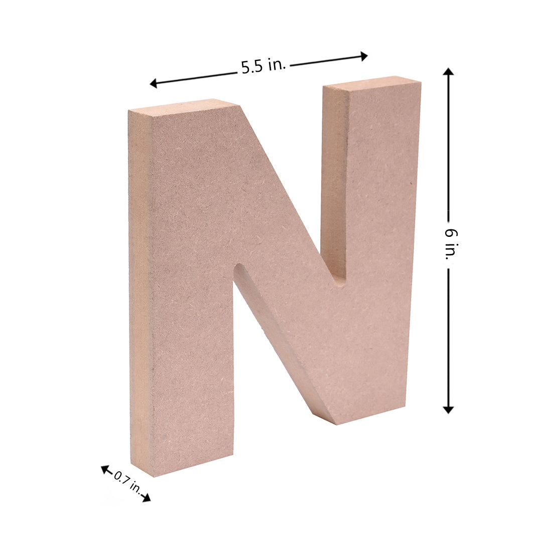 MDF Alphabet N W5.5 X H6Inch 18Mm Thick 1Pc Lb