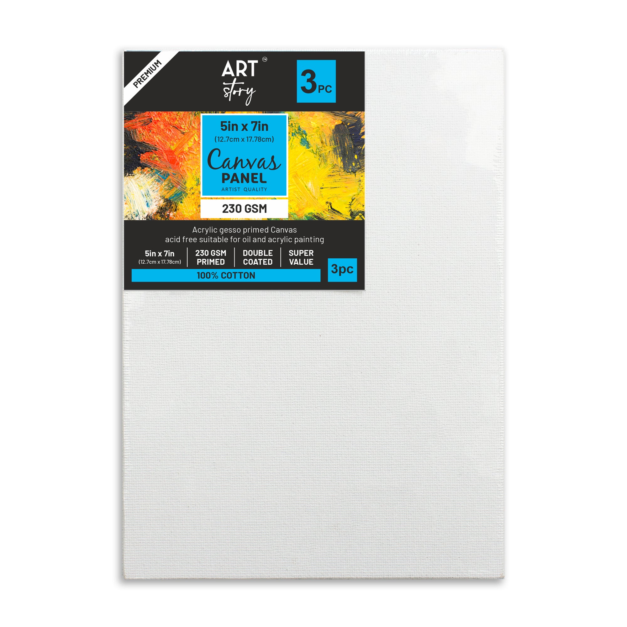 Canvas Panel 2Mm Mdf Board 5 X 7Inch 3Pcs