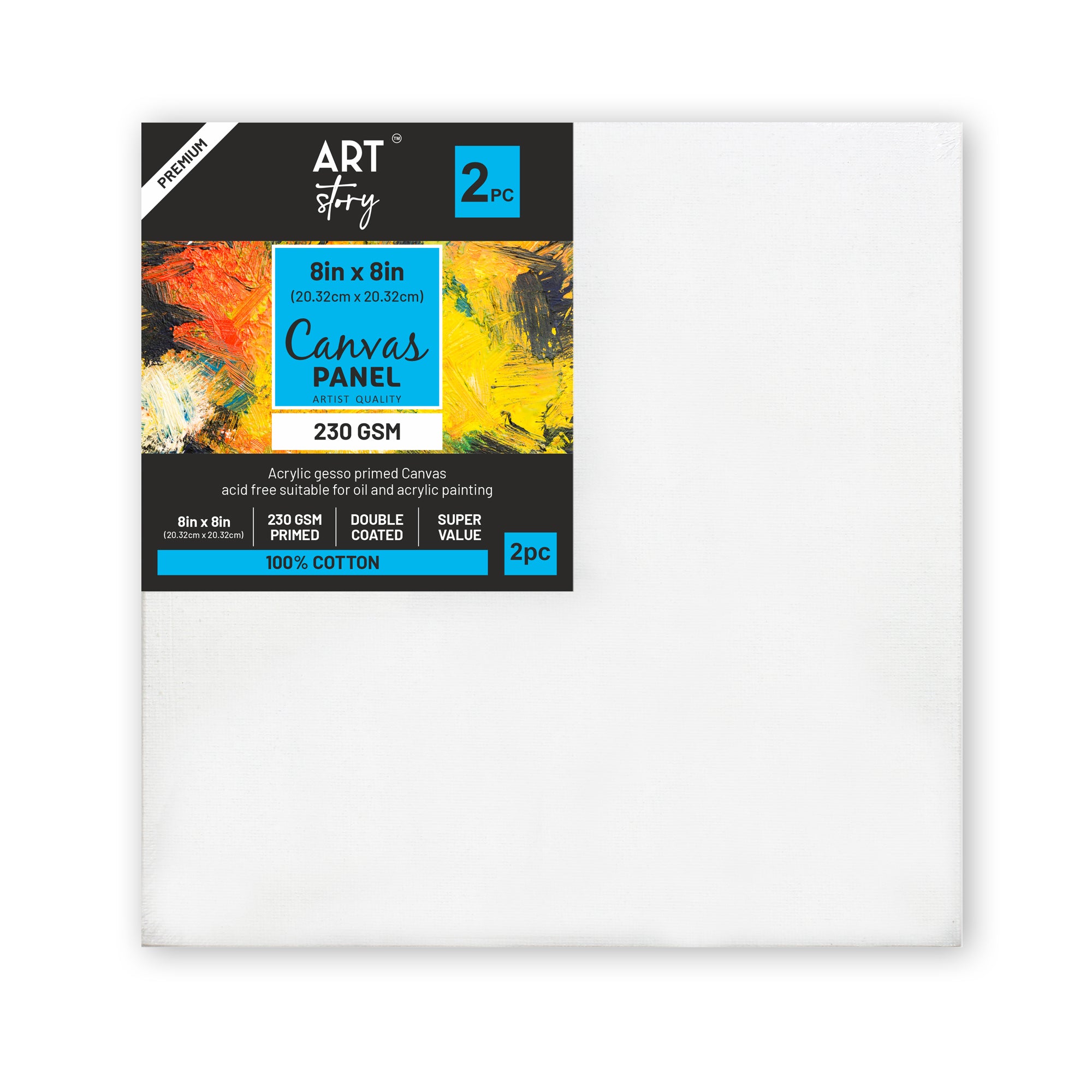Canvas Panel 3Mm Mdf Board 8 X 8Inch 2Pcs Lb
