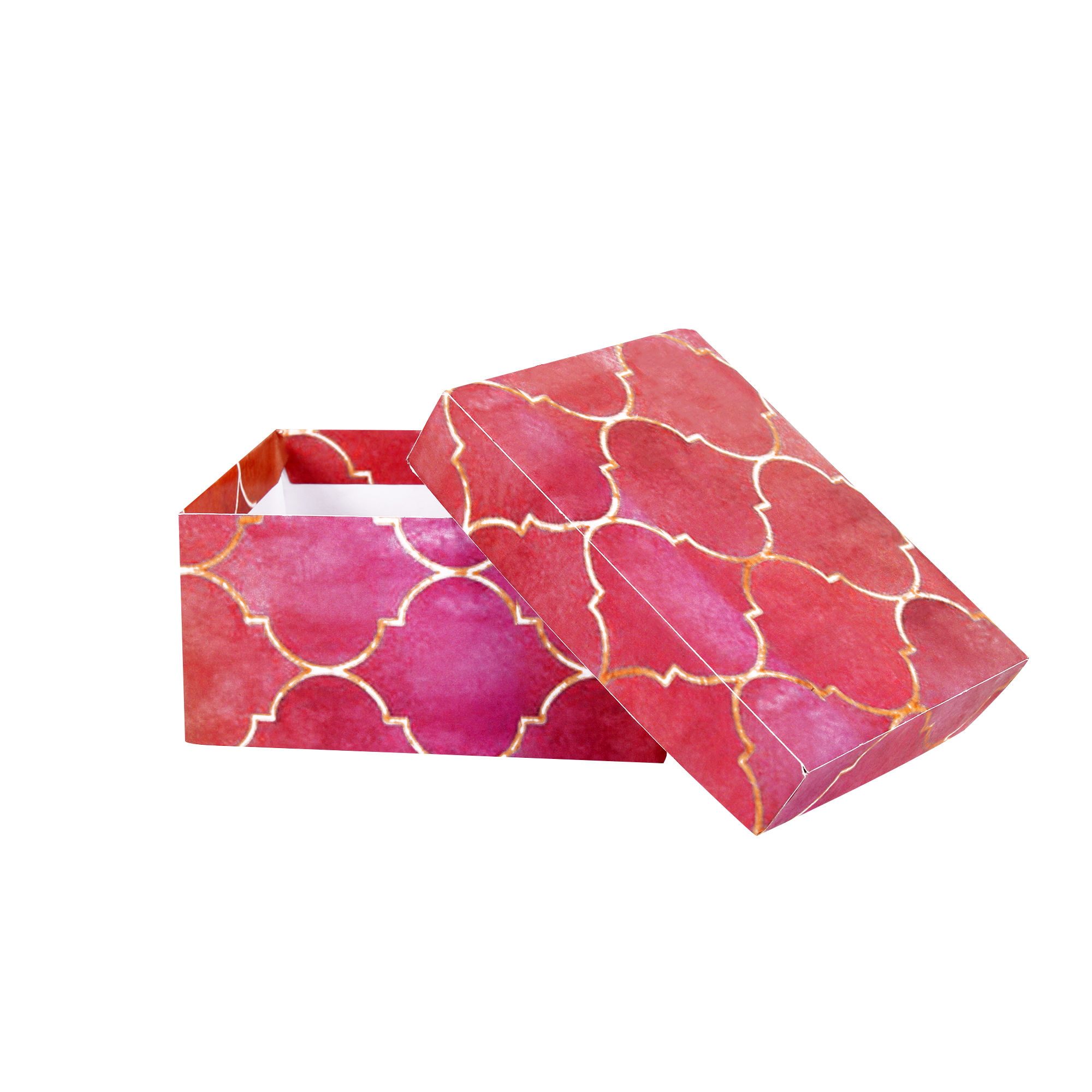 Gift Box With Bow Moroccan Trellis Rosy Shimmer L10.5 X W8 X D5.4(cm)