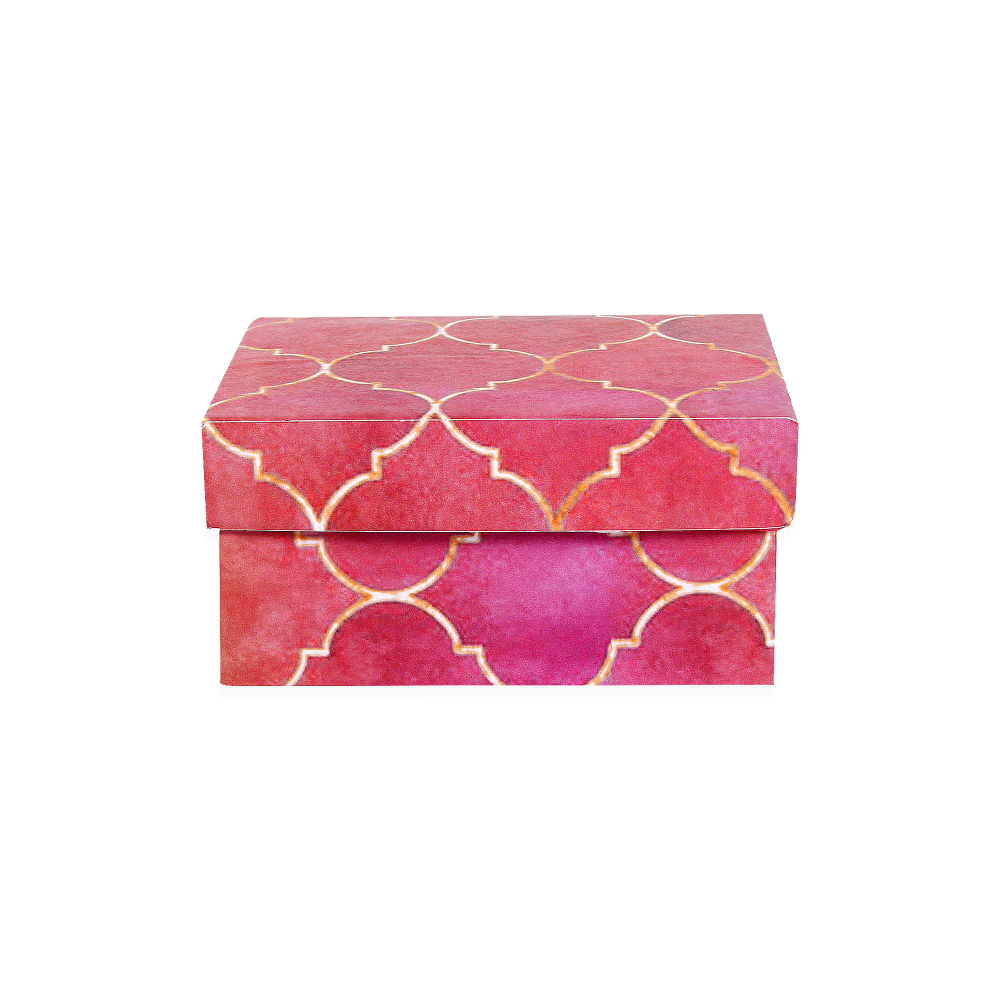 Gift Box With Bow Moroccan Trellis Rosy Shimmer L10.5 X W8 X D5.4(cm)