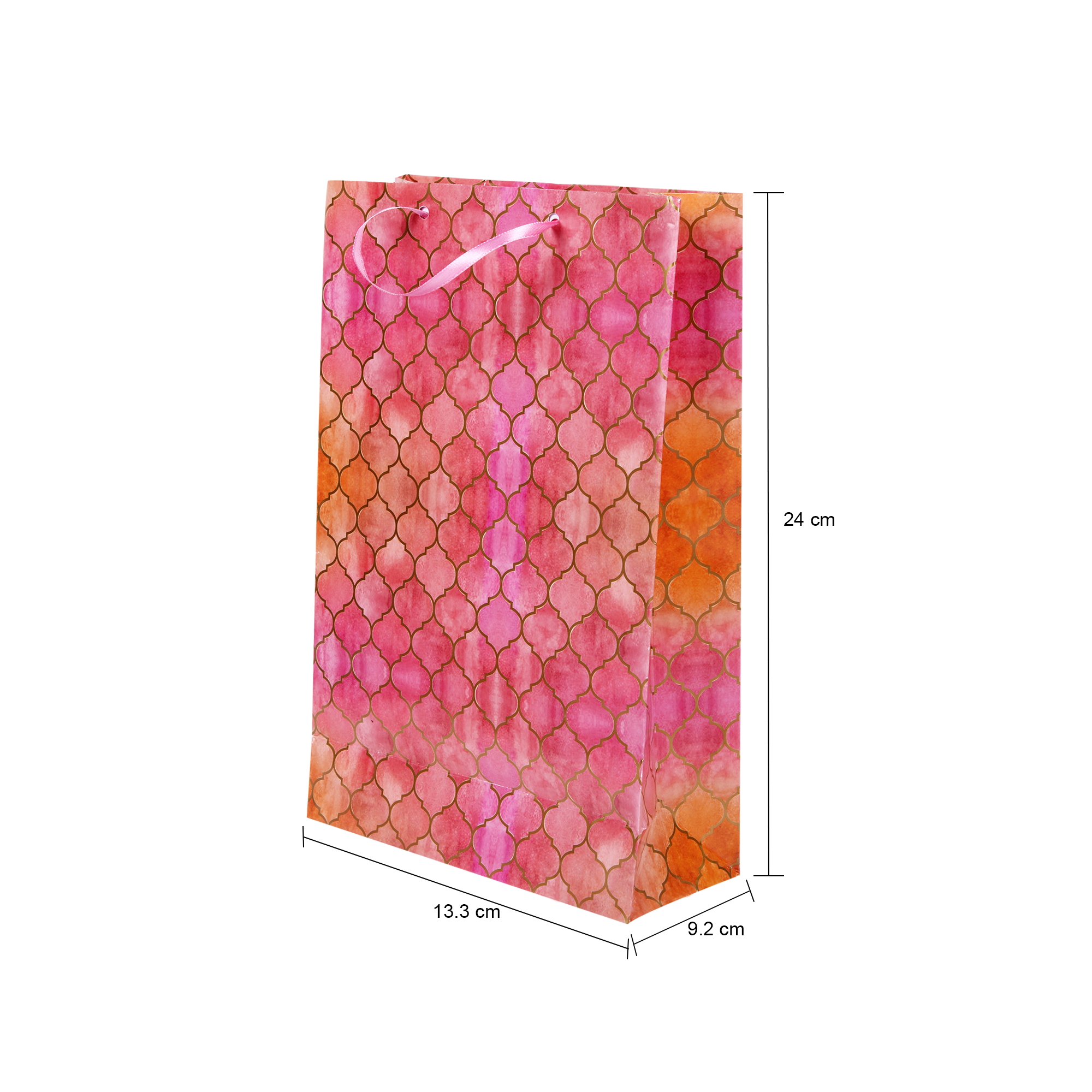 Gift Bags Moroccan Trellis Rosy Shimmer L24 X W13.3 X D9.2Cm 1Pc Gol