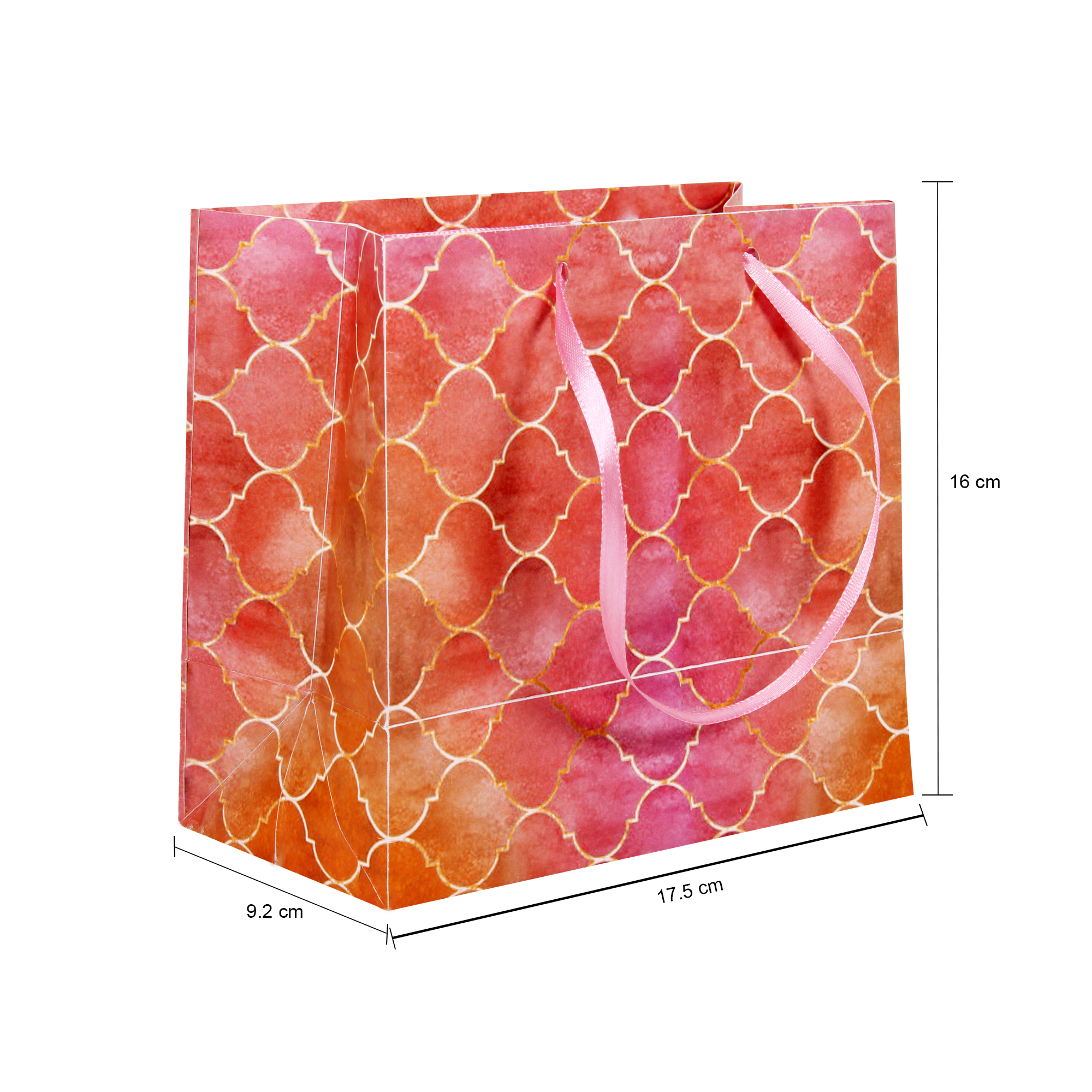 Gift Bags Moroccan Trellis Rosy Shimmer L16 X W17.5 X D9.2Cm 1Pc Gol