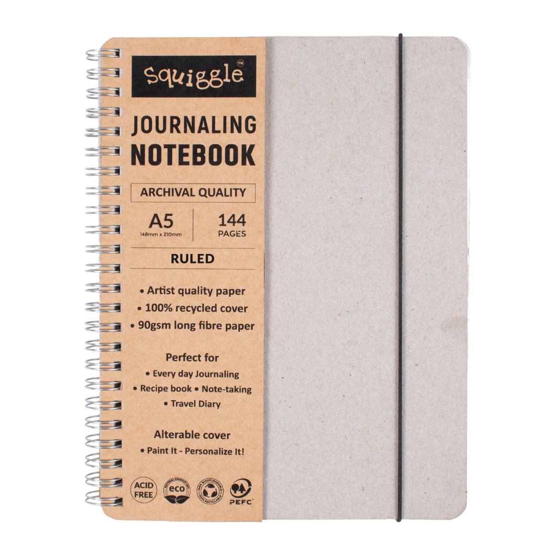 Journaling Notebook Premium Quality A5 Ruled 90Gsm Wiro Squiggle 144Pages Lb
