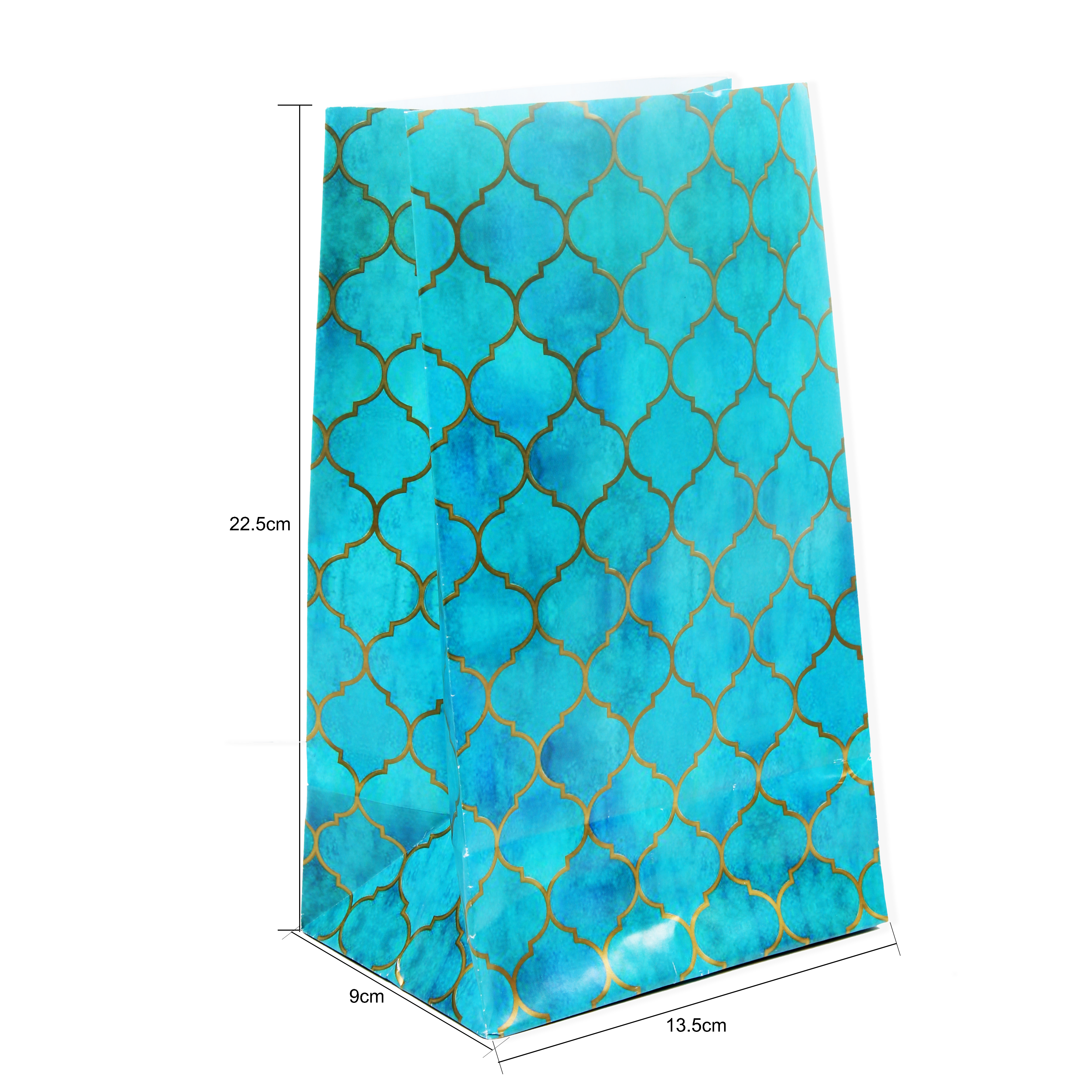 Gift Pouch Bag Morroccan Trellis Aqua Shimmer L 22.5 X W 13.2 X D 9Cm 6Pc Gol