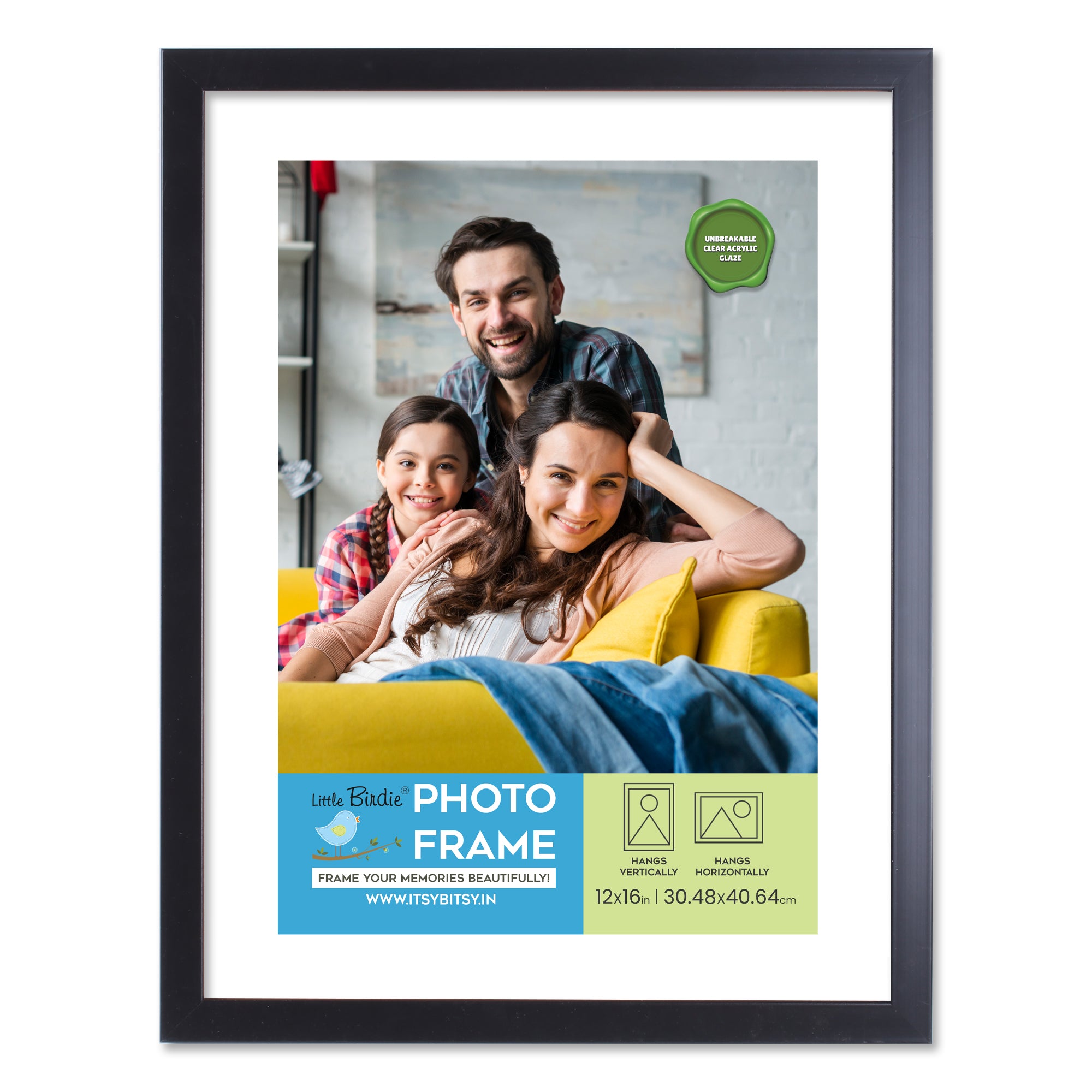 Wall Photo Frame Narrow Black 12 X 16Inch 1Pc - Main Image