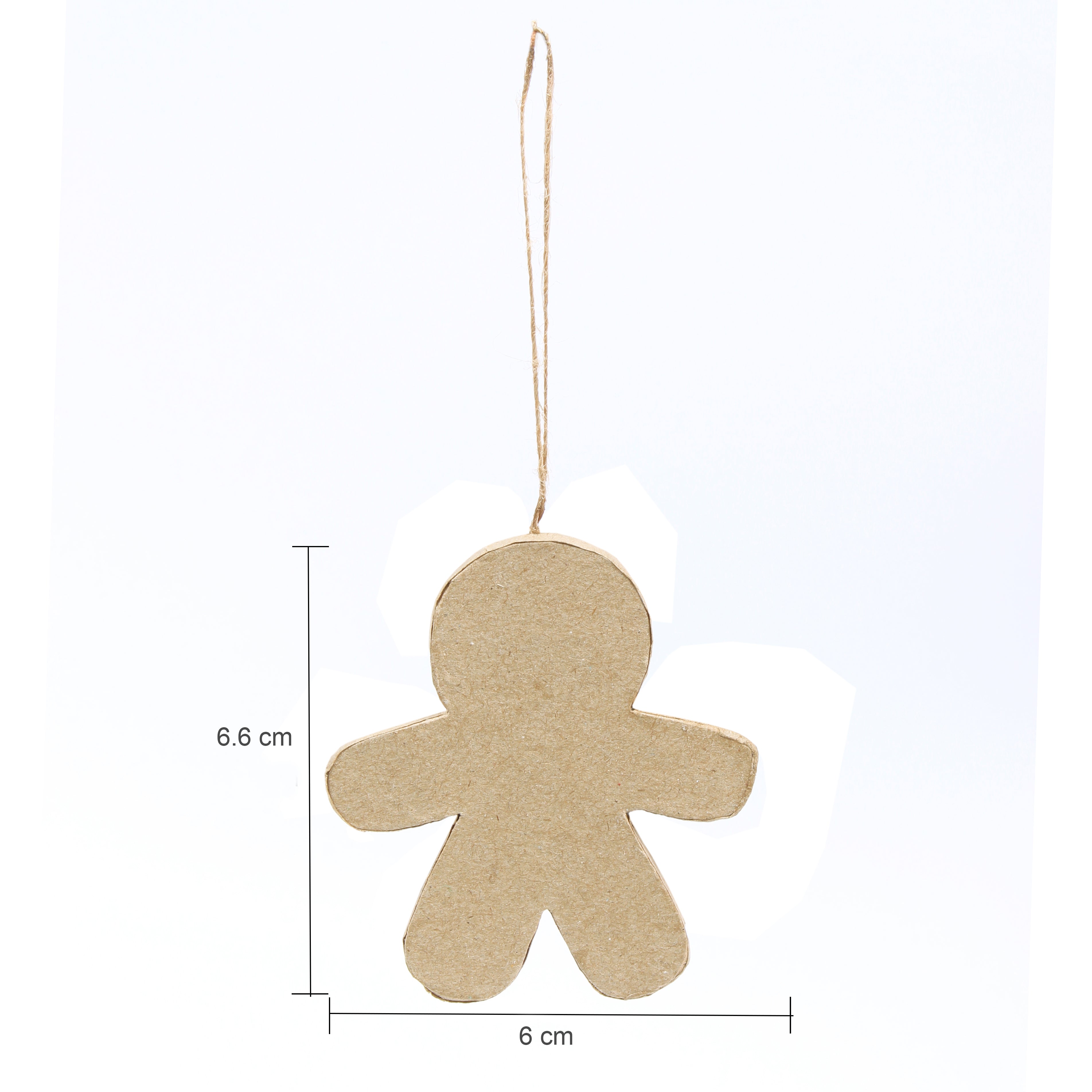 Christmas Paper Mache Hanging Gingerbread Man 9.5 x 8.5cm 1pc