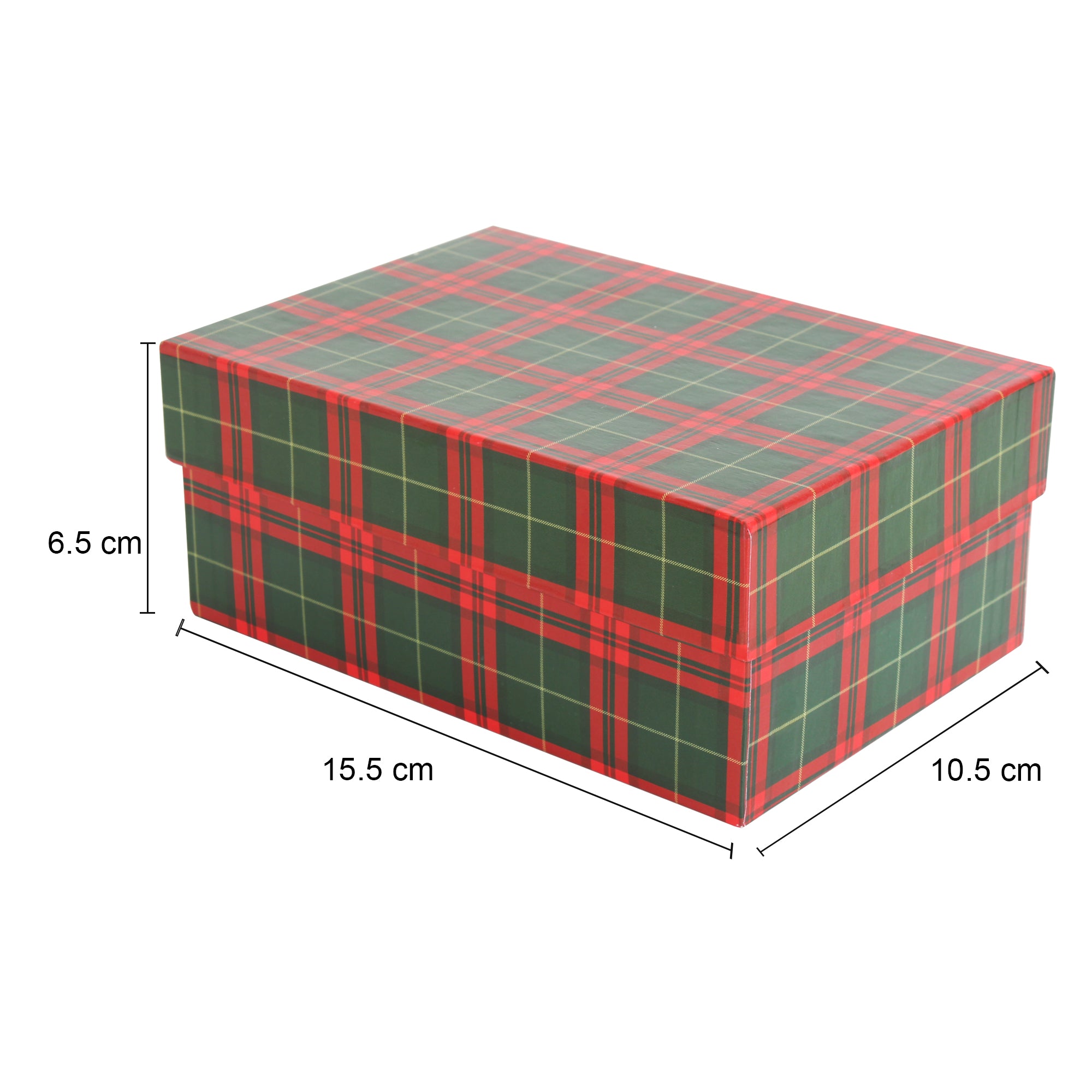 Gift Box Tartan Check Festive Hues L15.5 X W10.5 X D6.5(cm) 1pc