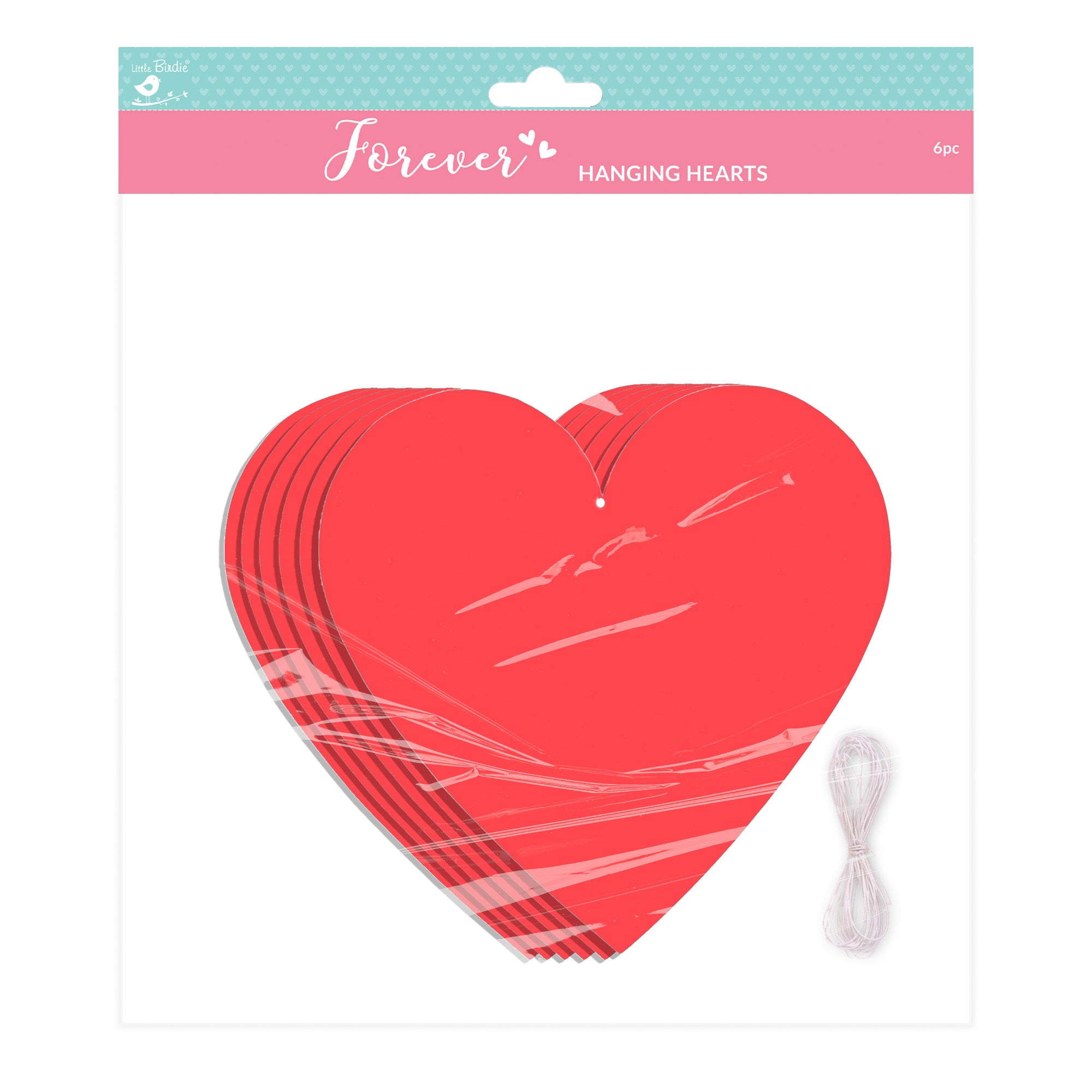 Bright Red Hearts W 20.5 X H 20Cm Approx 250Gsm 6Pc Lb