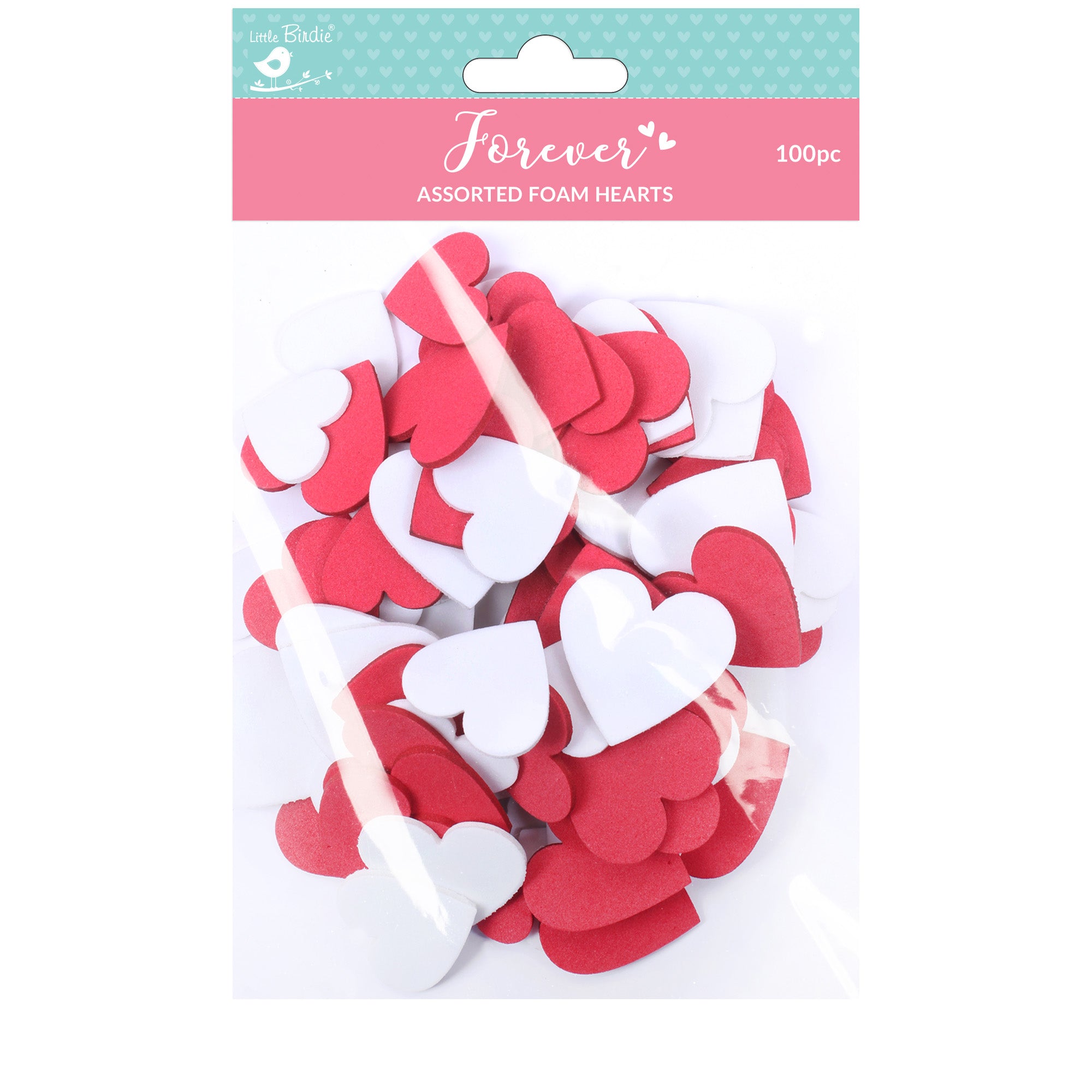 Self Adhesives Foam Heart Red & White Big W 3.25 X H 3.25Cm Small W 2.5 X H 3Cm Approx 100Pc